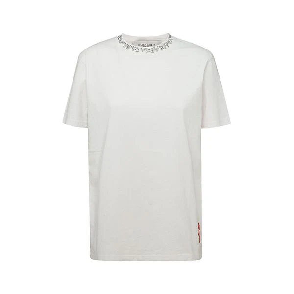 GOLDEN GOOSE Cotton T-Shirt with Crystal Embellishments - Image 6