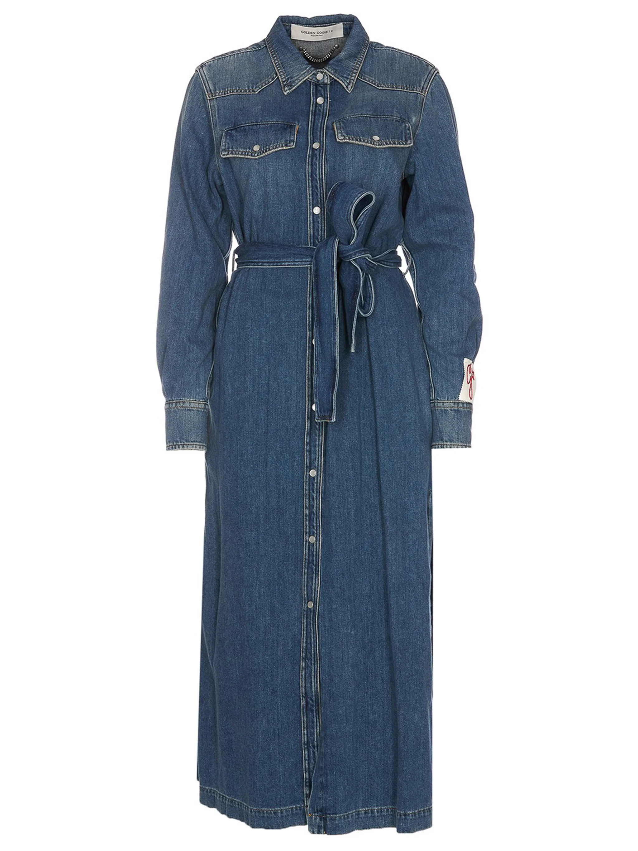 Golden Goose Distressed Button Closure Dress with Tone-on-Tone Waistband - Size 38