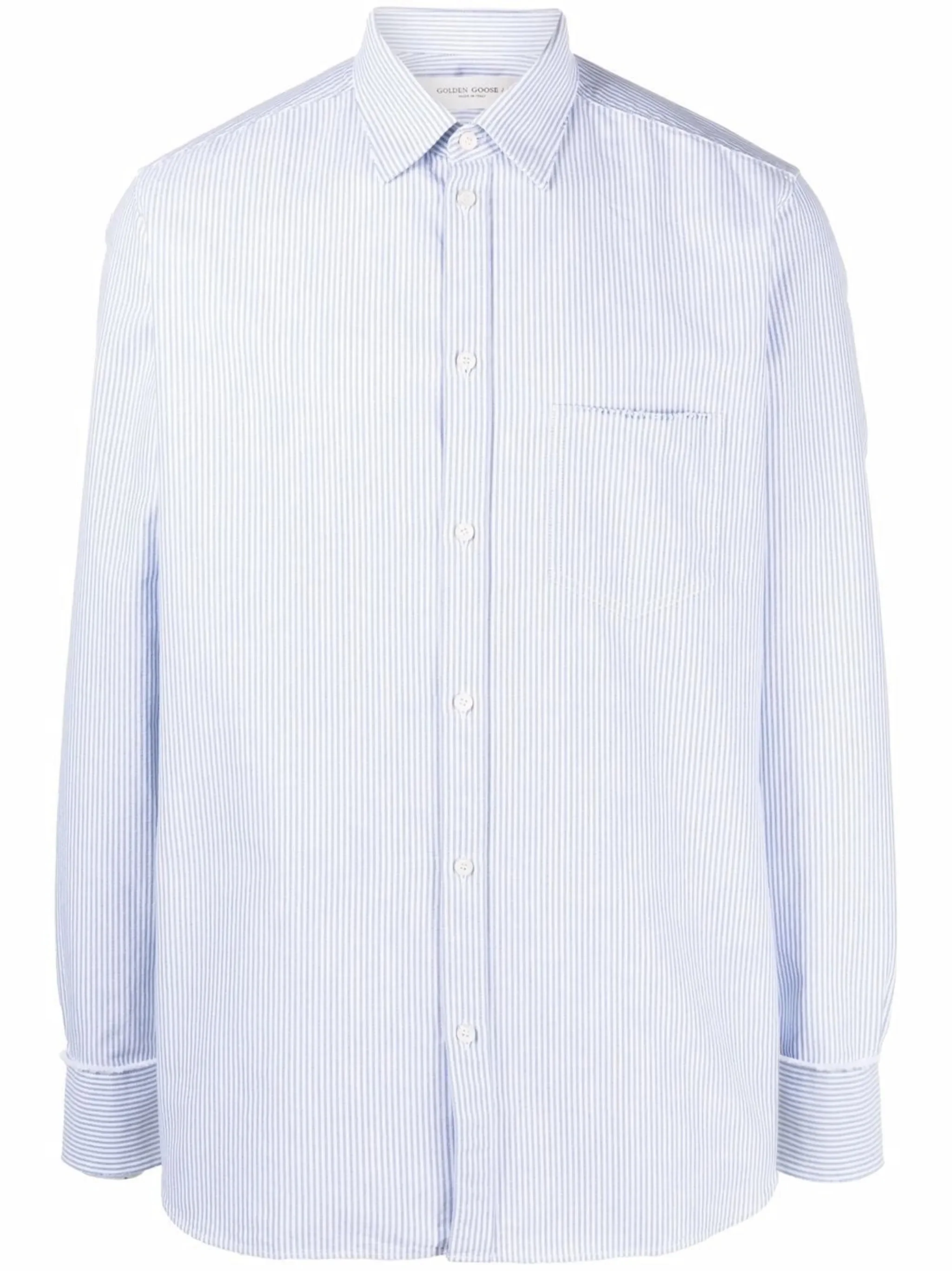 Golden Goose Distressed Button-Up Shirt with Double Gold Star - Size M