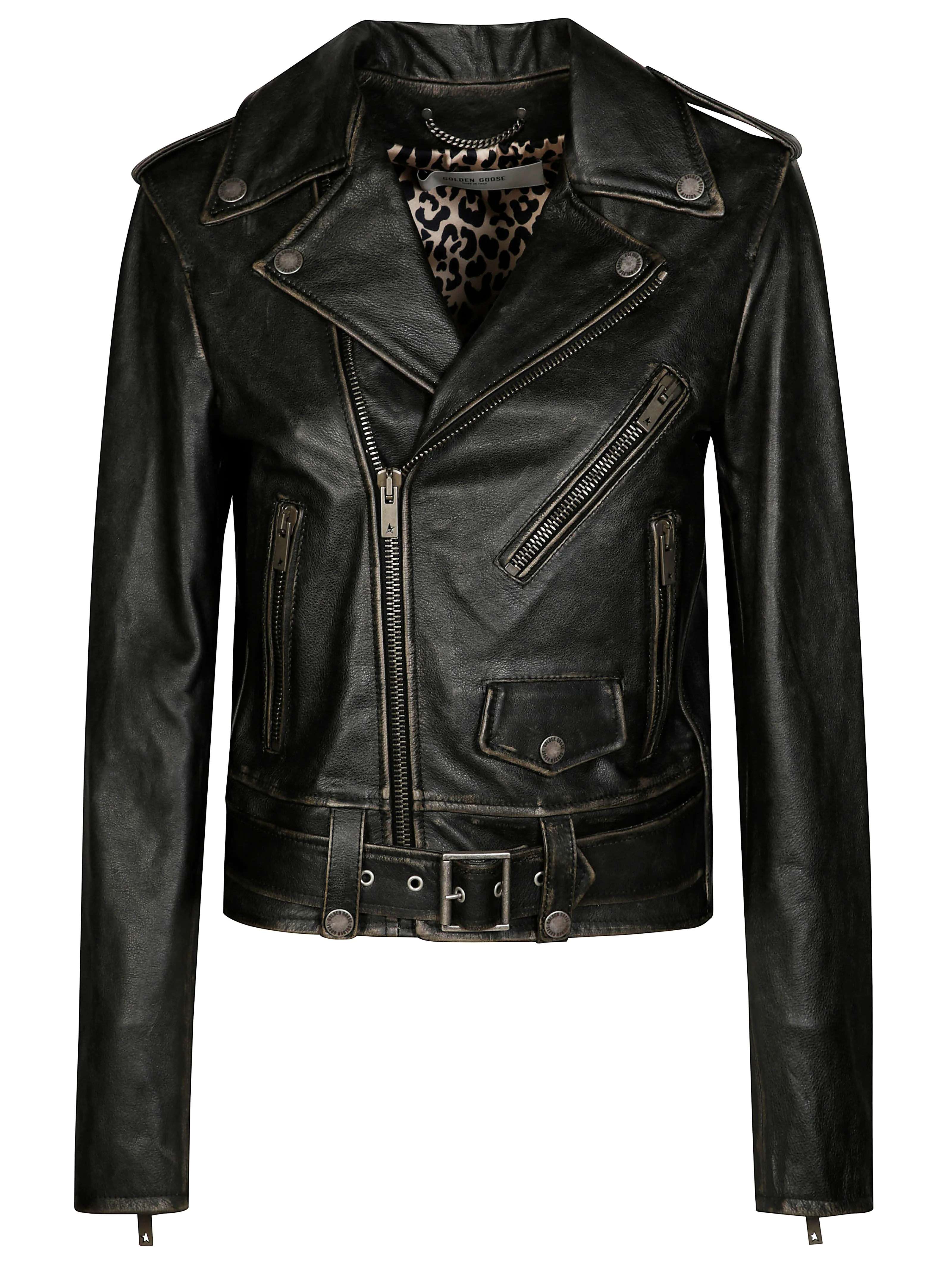 Golden Goose Distressed-effect Leather Biker Jacket