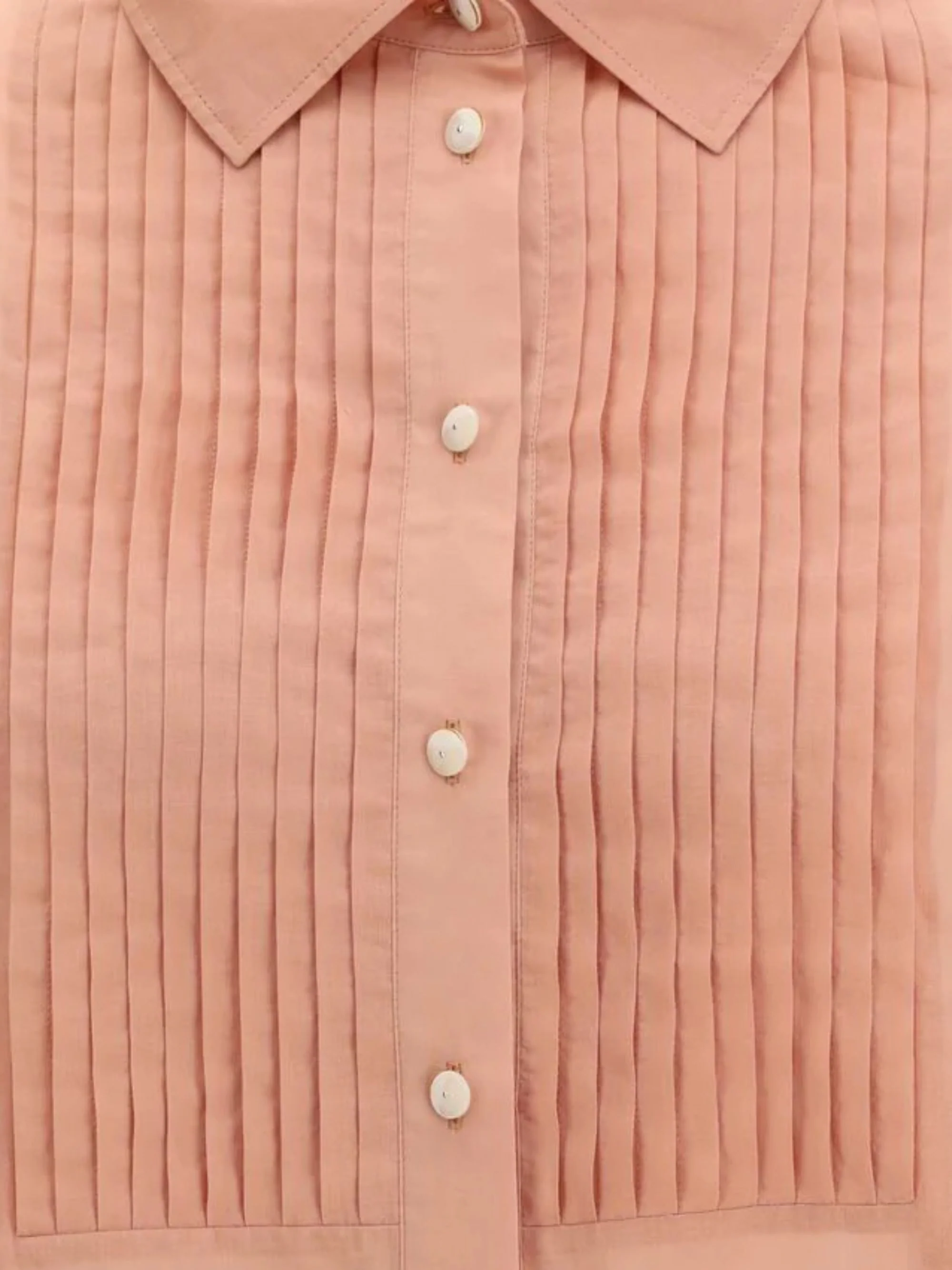 Golden Goose Long Sleeve Button-Up Cotton Shirt with Pleated Bib - Image 3