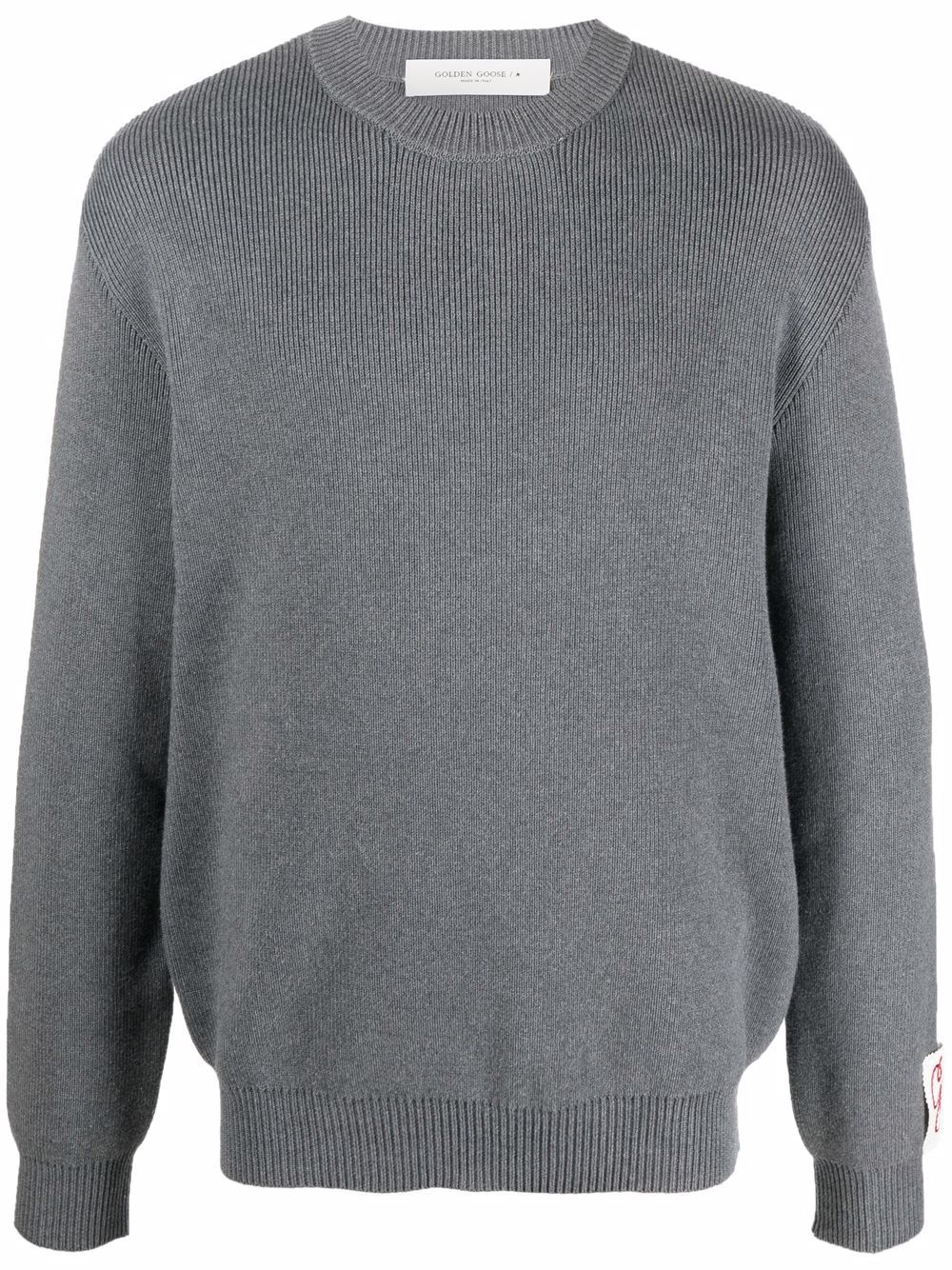 GOLDEN GOOSE Men's Round-neck Sweater in Cotton with Logo on the Back