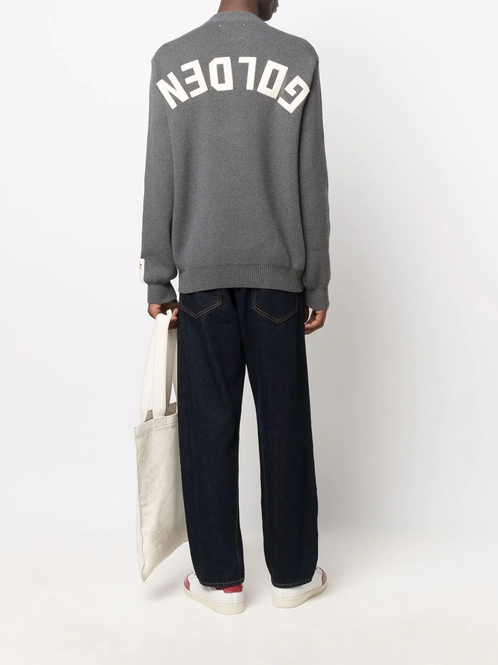 GOLDEN GOOSE Men's Round-neck Sweater in Cotton with Logo on the Back - Image 5