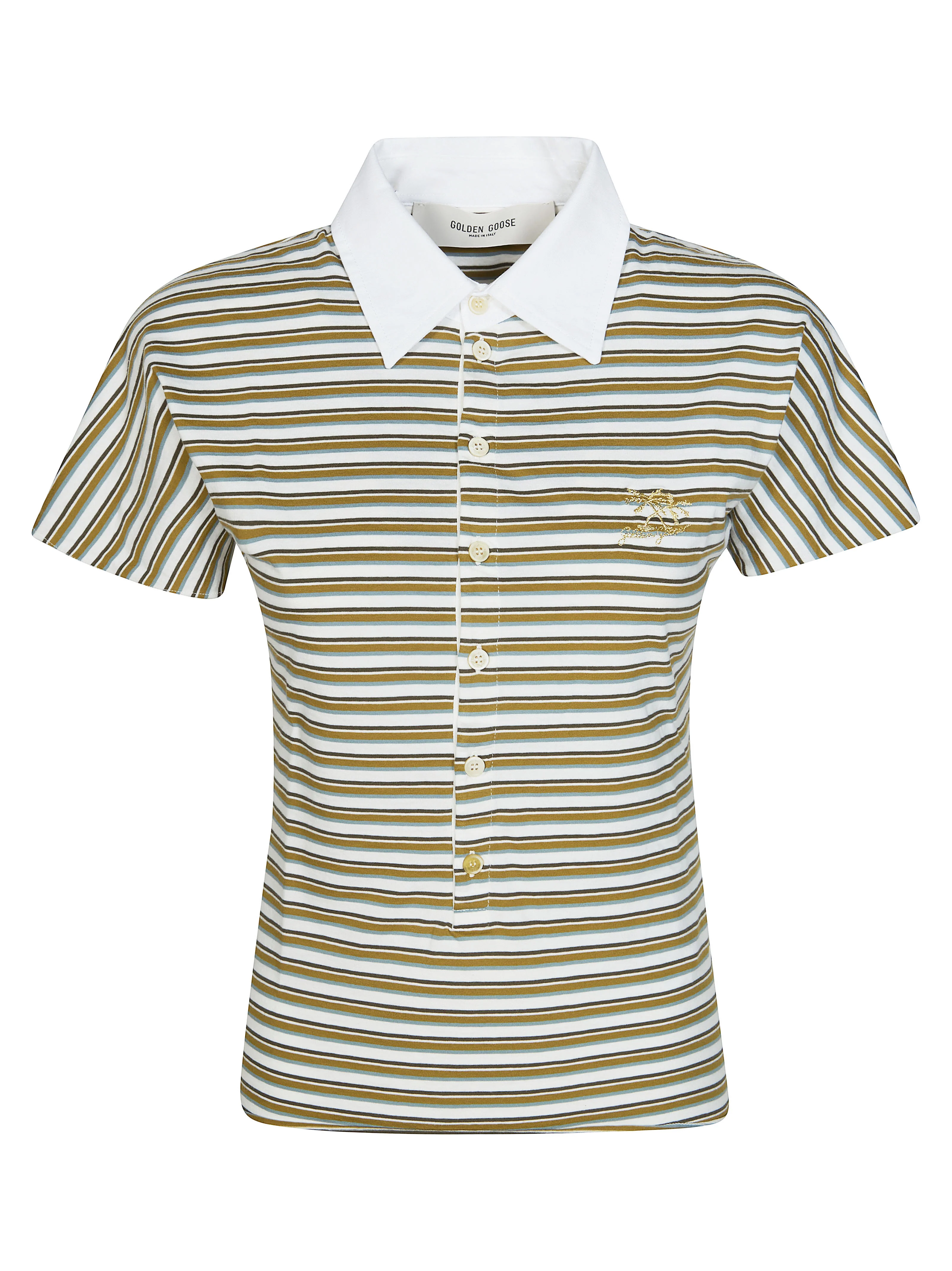 Golden Goose Striped Collared Polo Top