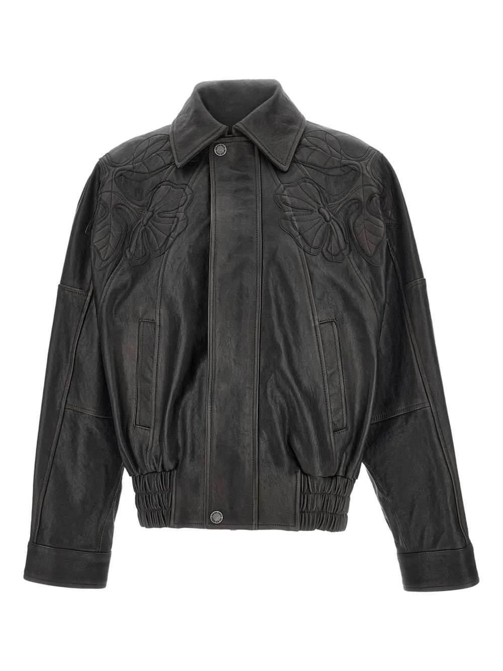 Golden Goose Women's Bomber Jacket in Nappa Leather with Floral Embroidery