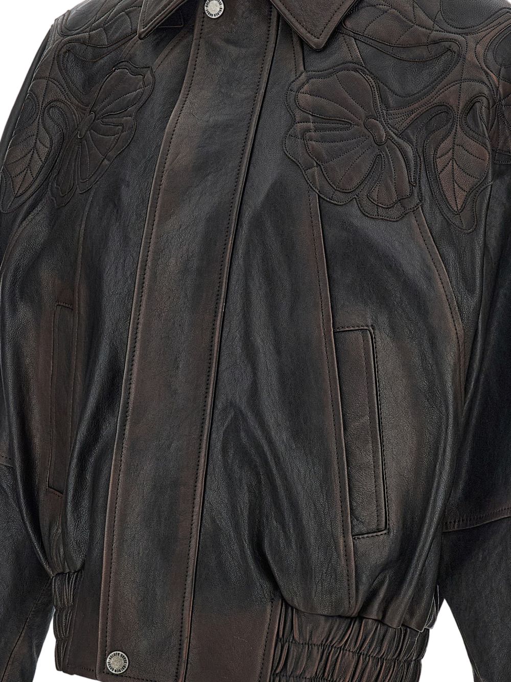 Golden Goose Women's Bomber Jacket in Nappa Leather with Floral Embroidery - Image 3