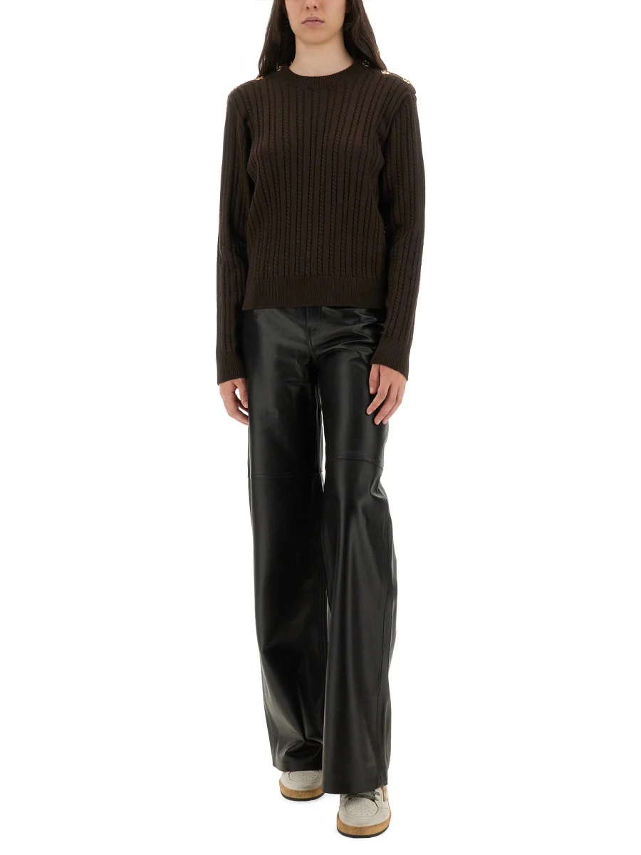 GOLDEN GOOSE Women's Crew-neck Sweater in Wool Blend with Gold Buttons - Image 2