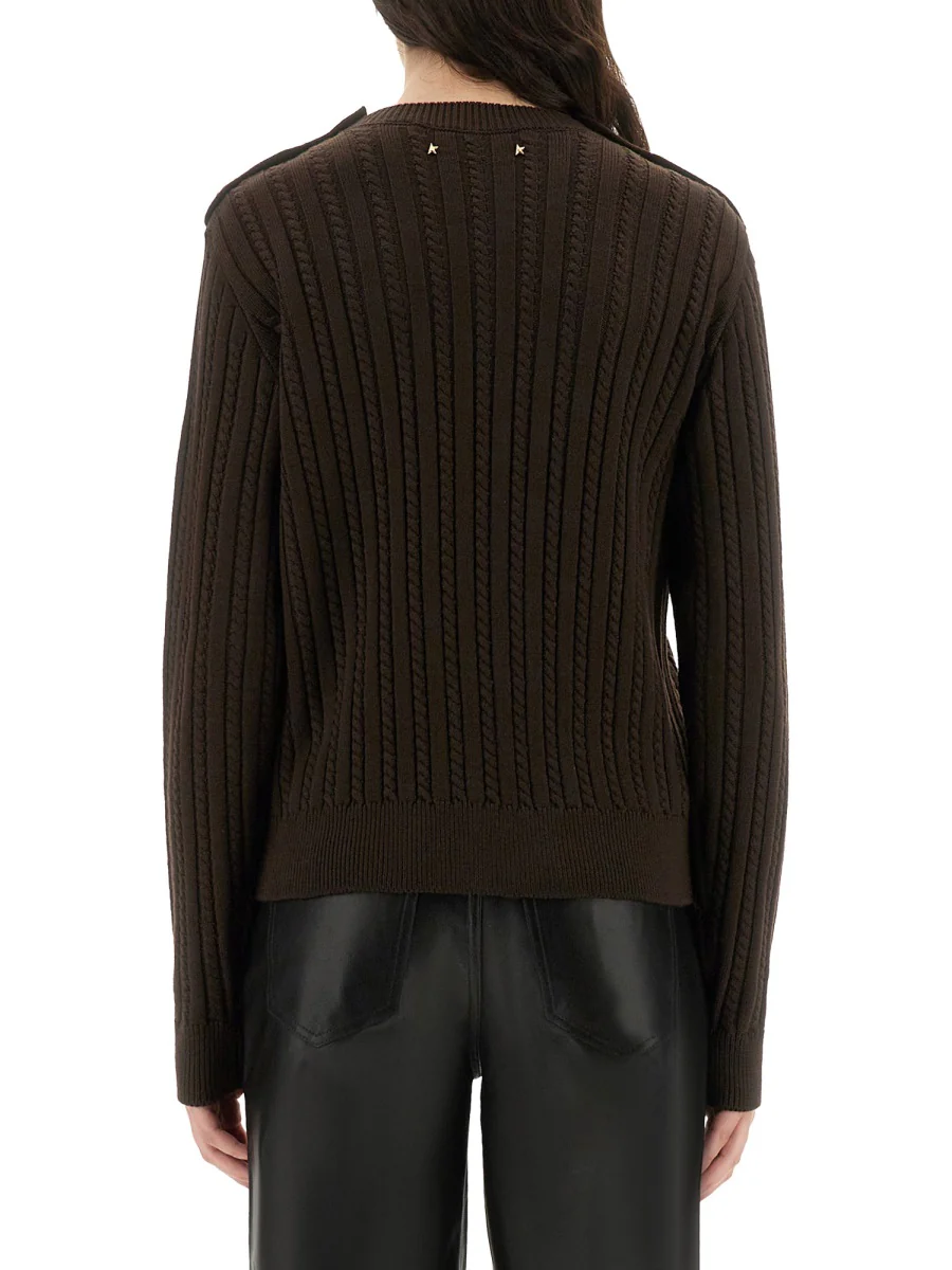 GOLDEN GOOSE Women's Crew-neck Sweater in Wool Blend with Gold Buttons - Image 3