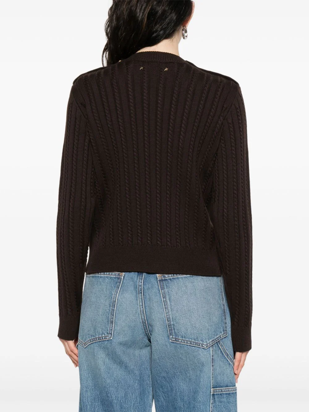 GOLDEN GOOSE Women's Crew-neck Sweater in Wool Blend with Gold Buttons - Image 5