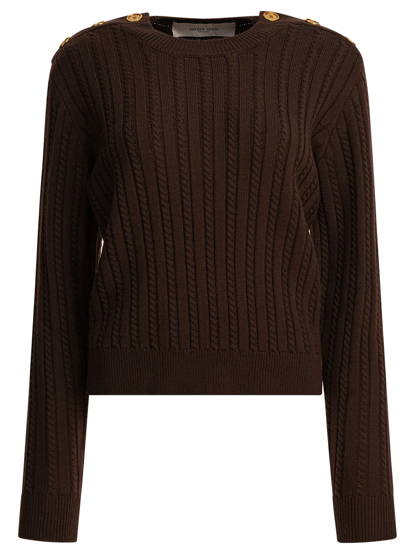 GOLDEN GOOSE Women's Crew-neck Sweater in Wool Blend with Gold Buttons - Image 6