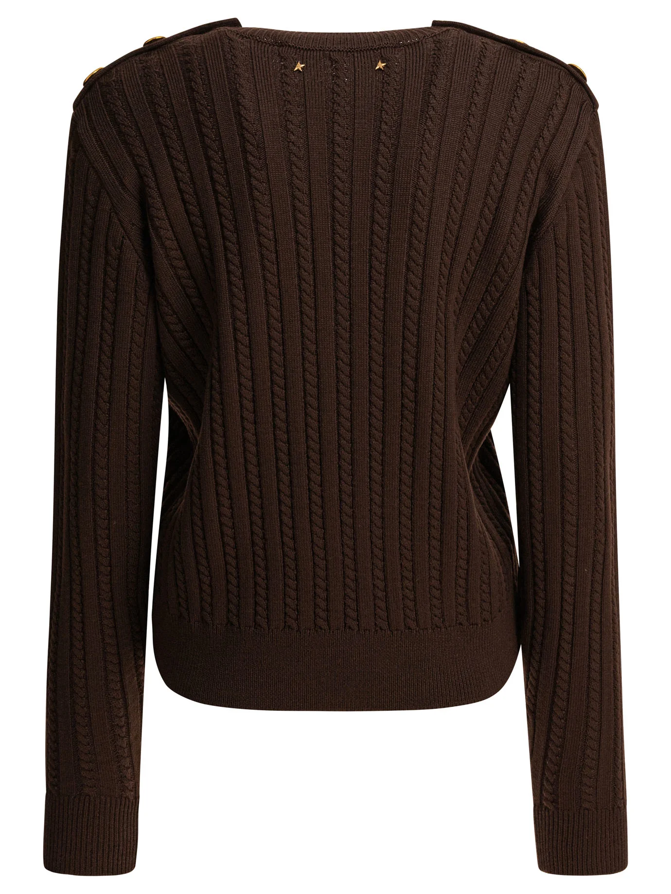 GOLDEN GOOSE Women's Crew-neck Sweater in Wool Blend with Gold Buttons - Image 7