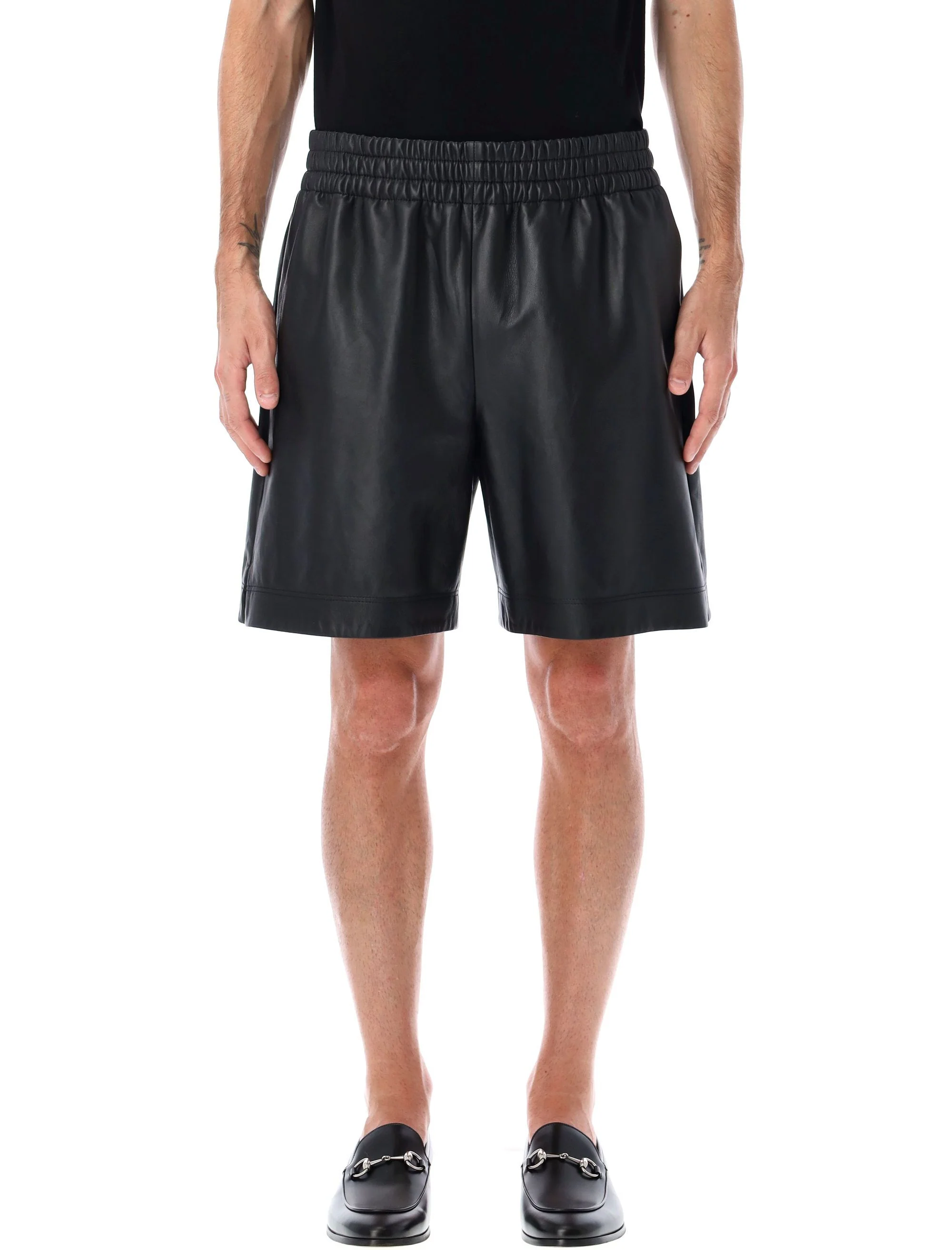 GUCCI Bermuda Shorts with Elasticated Waist and Logo Lettering in Leather Man - Image 5