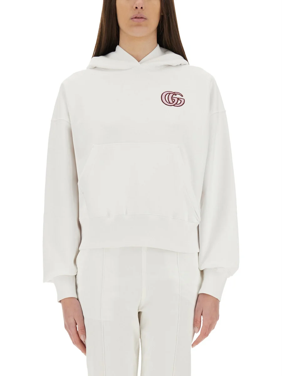 GUCCI Cotton Jersey Hooded Sweatshirt with Embroidery