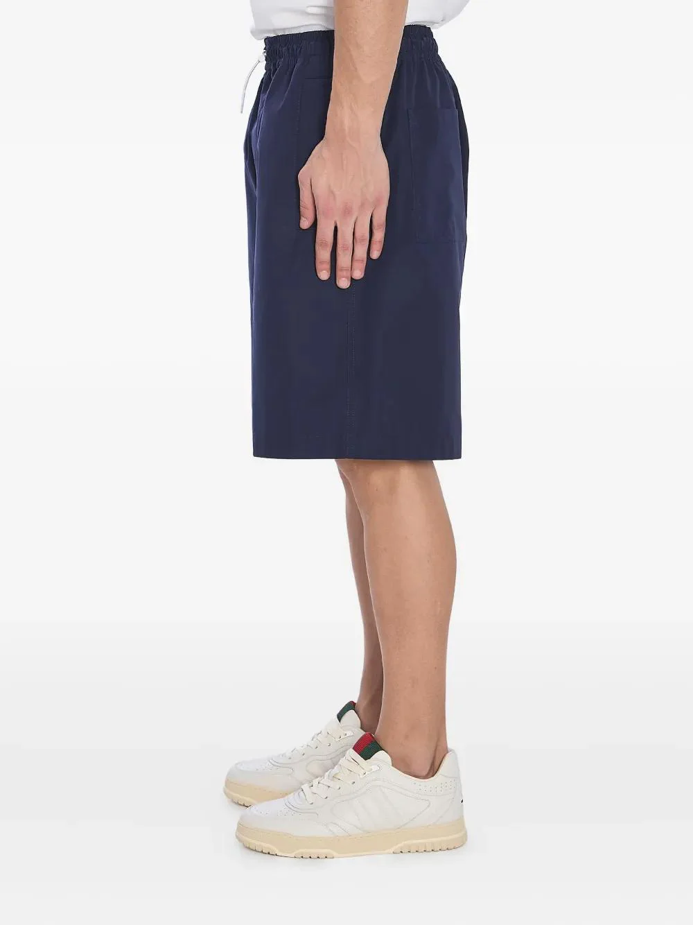 GUCCI Embroidered Drawstring Cotton-Poplin Shorts - Image 3