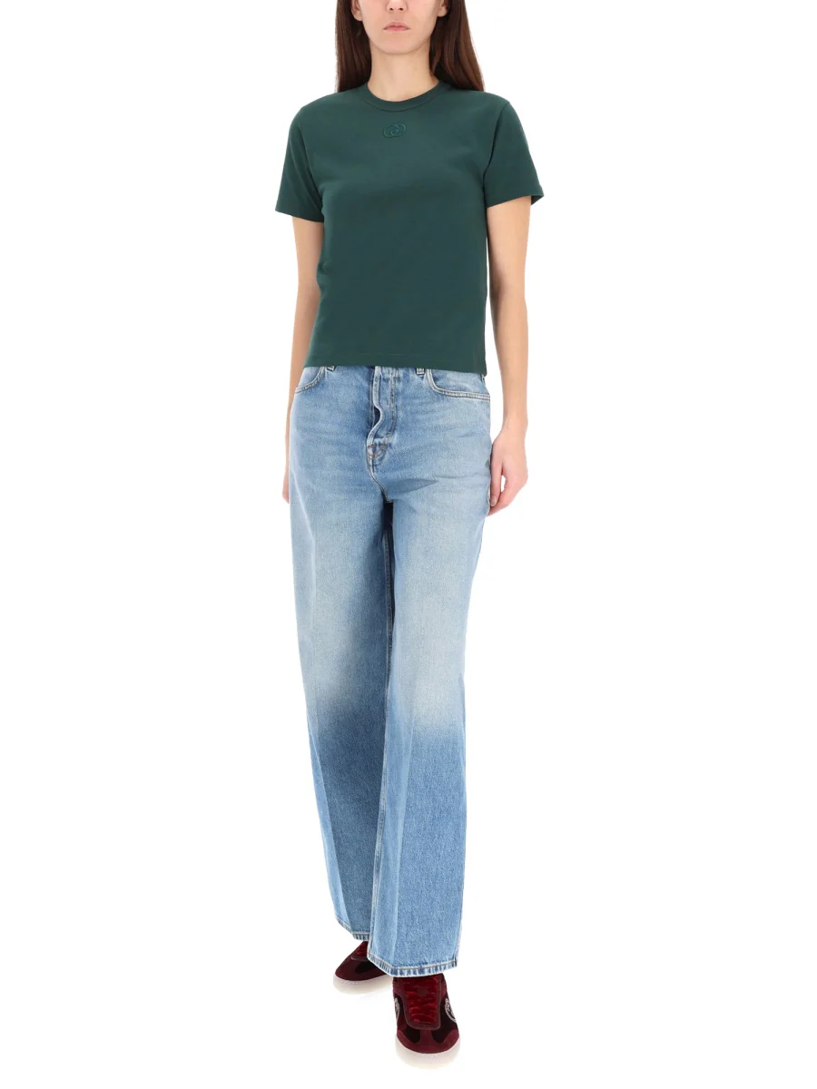 Gucci Embroidered Logo Cropped T-Shirt - Image 2