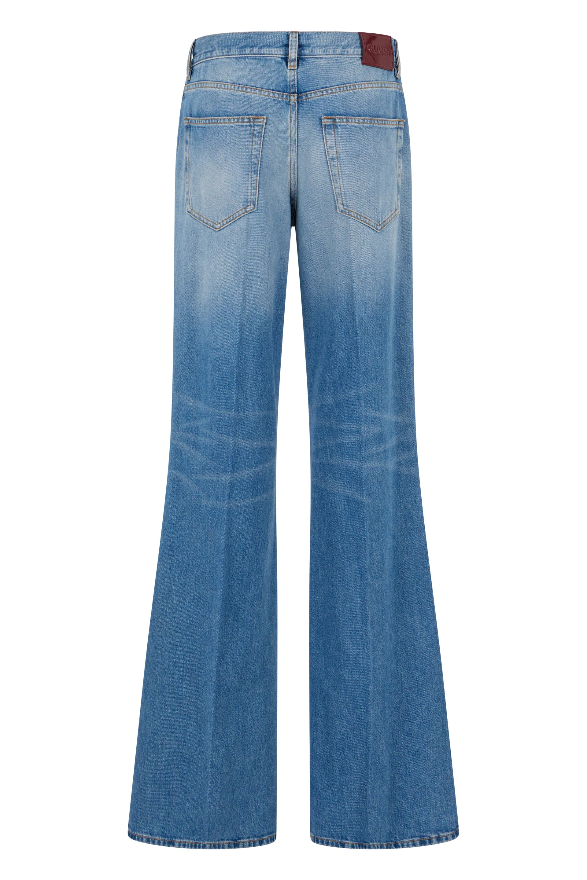 Gucci Flared Bleached Cotton Denim Pants - Image 2