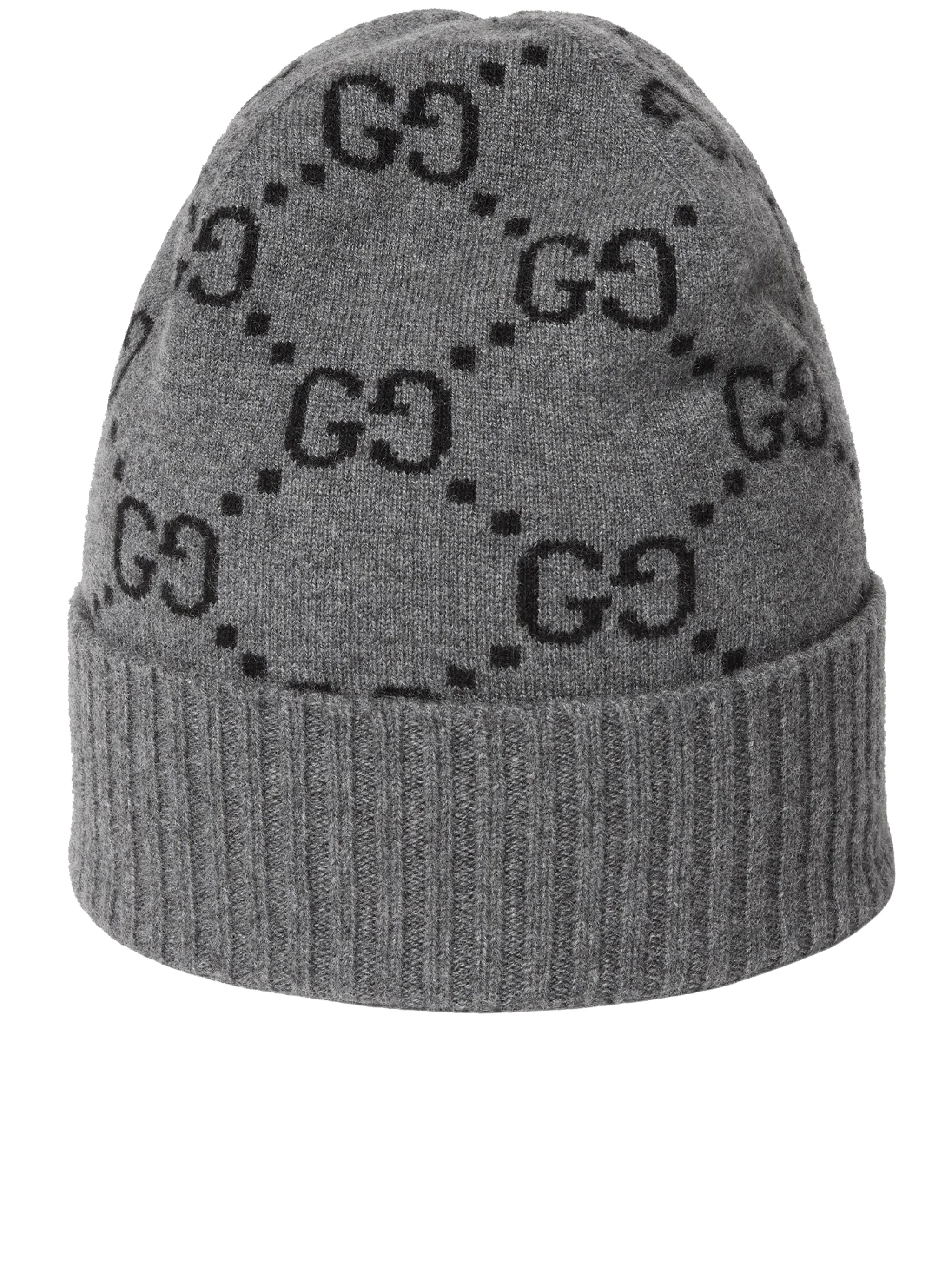 GUCCI GG Jacquard Beanie with Brim and Cuff in Cashmere