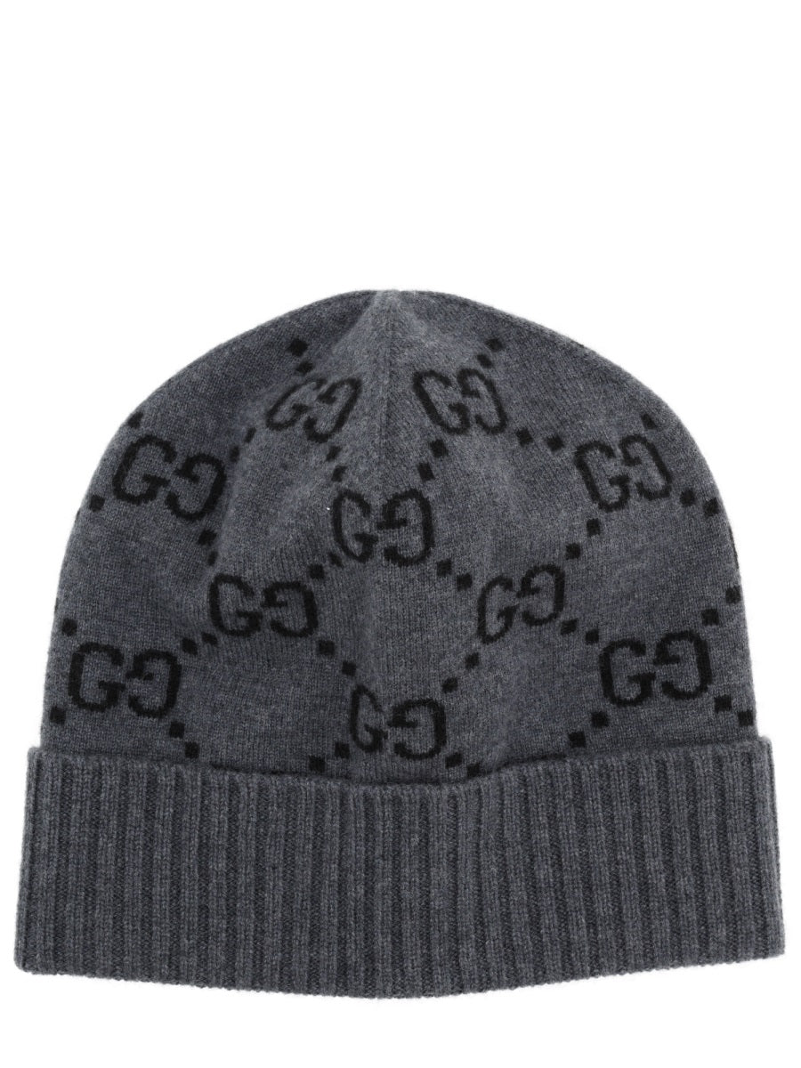 GUCCI GG Jacquard Beanie with Brim and Cuff in Cashmere - Image 2