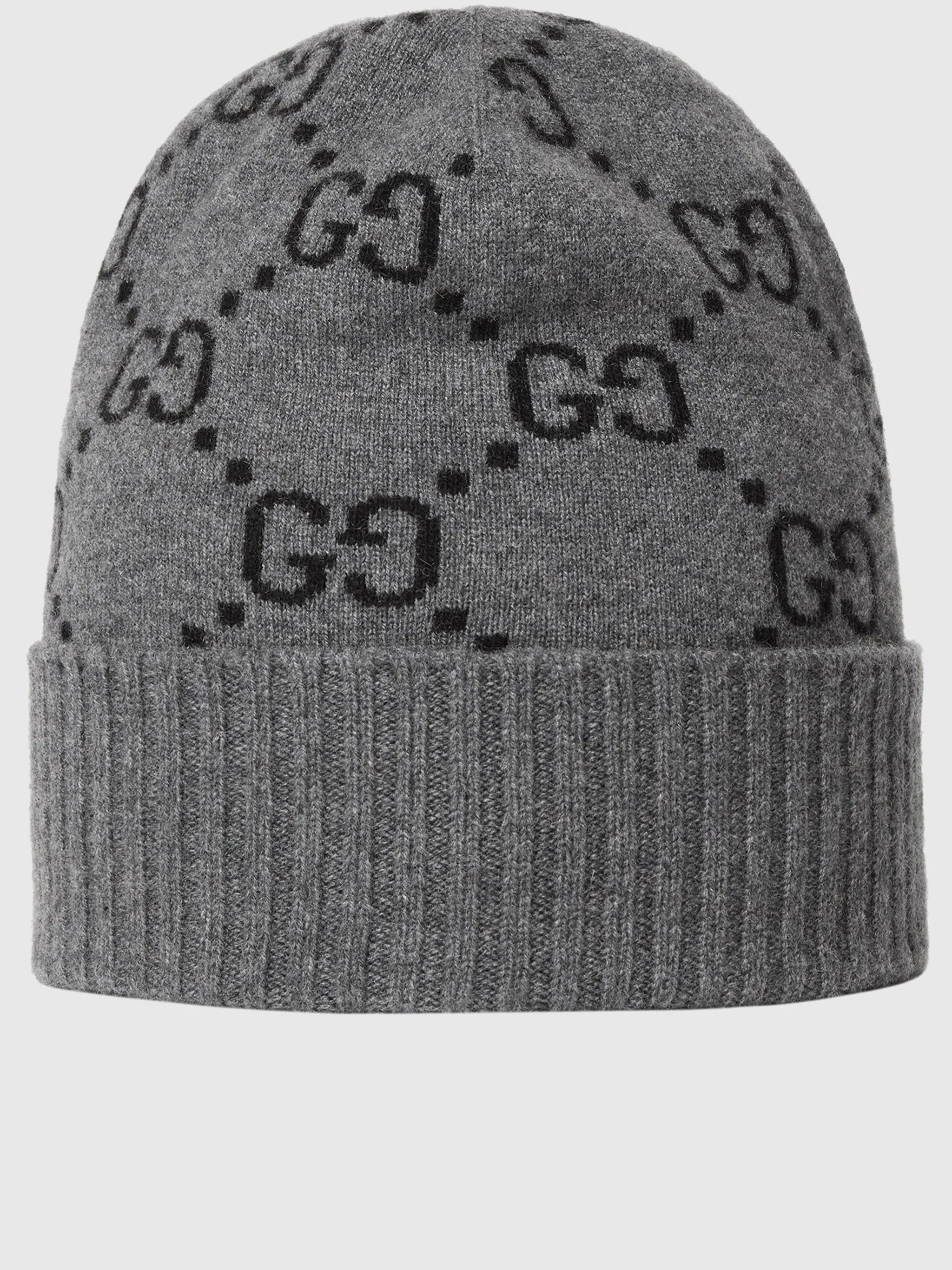 GUCCI GG Jacquard Beanie with Brim and Cuff in Cashmere - Image 3
