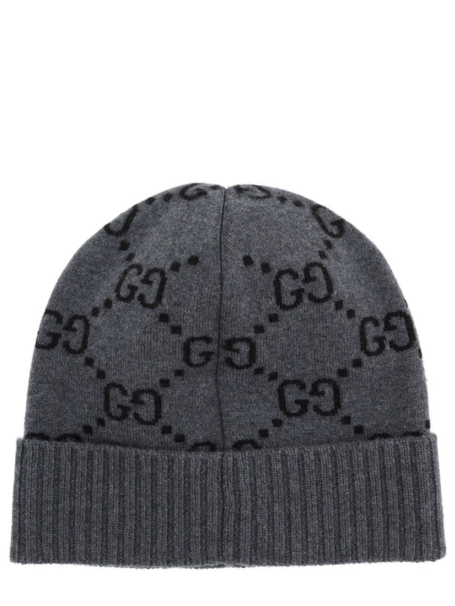GUCCI GG Jacquard Beanie with Brim and Cuff in Cashmere - Image 4