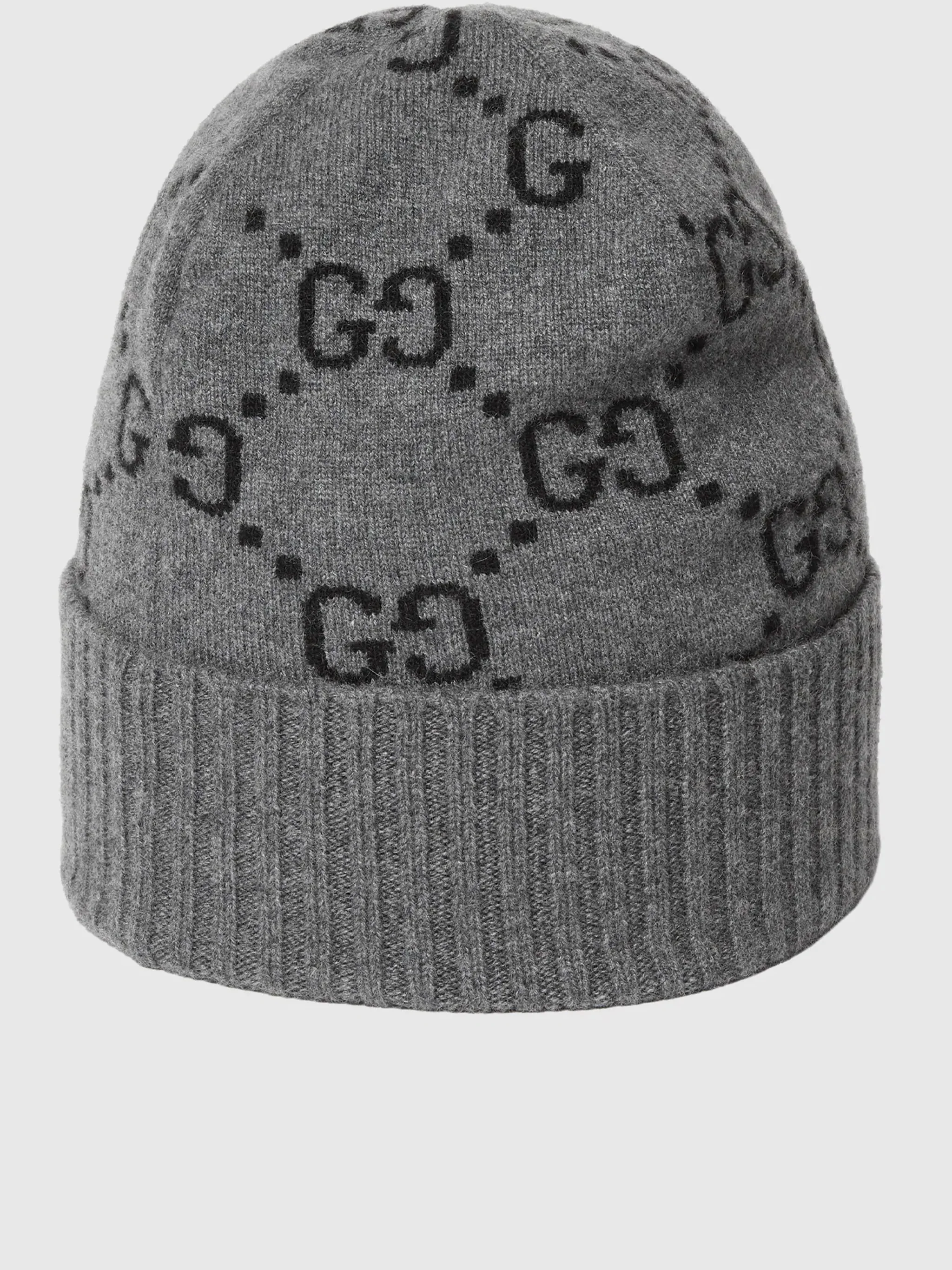 GUCCI GG Jacquard Beanie with Brim and Cuff in Cashmere - Image 5