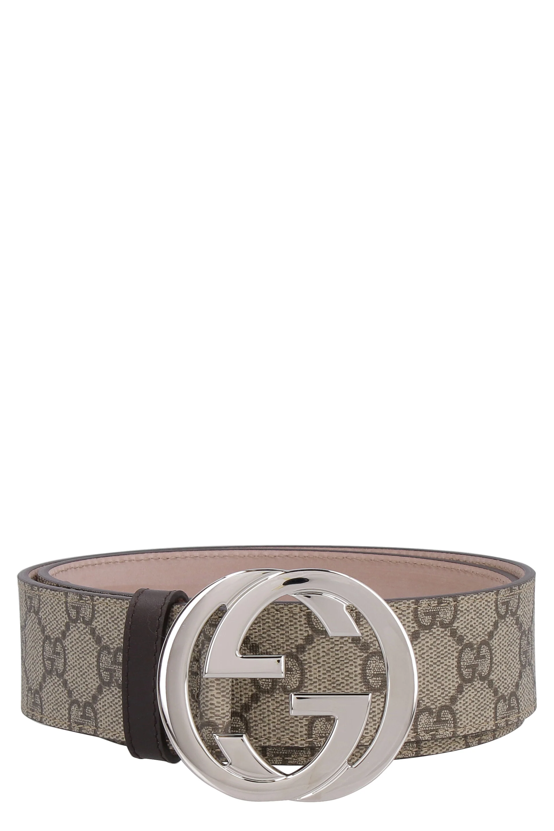 Gucci GG Logo Print Fabric Belt with Silver-tone Metal Buckle - 6.5x6.5 cm