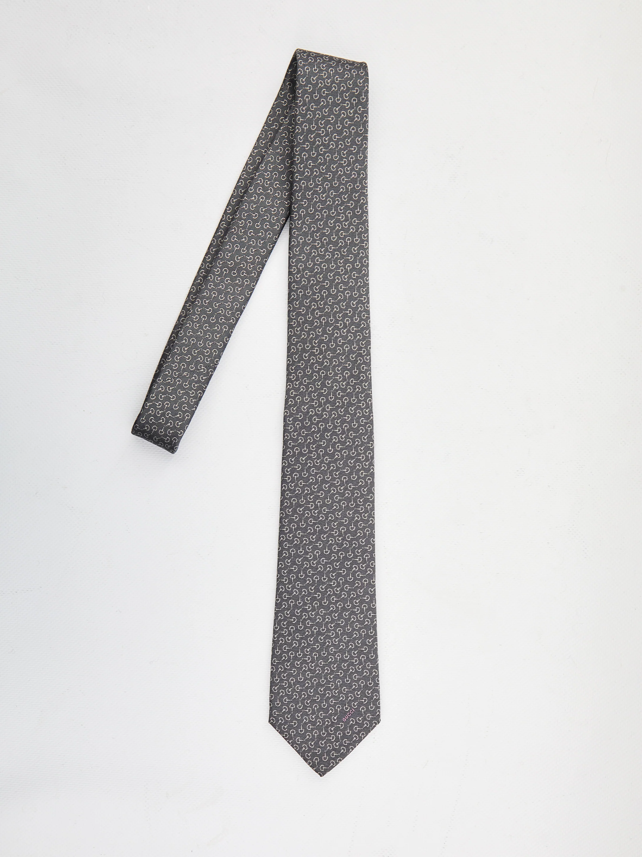 GUCCI Horsebit Embroidered Tie