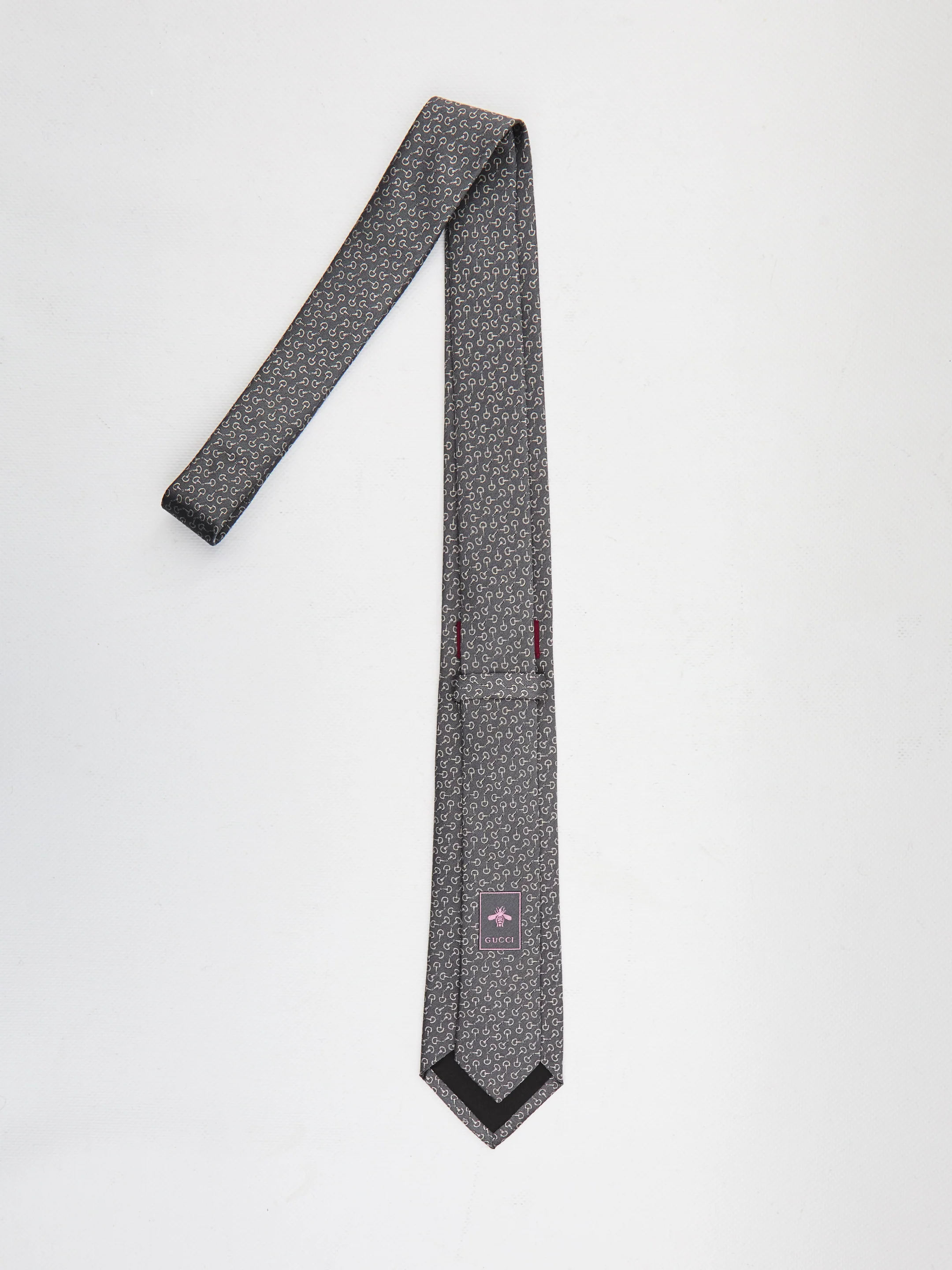 GUCCI Horsebit Embroidered Tie - Image 2