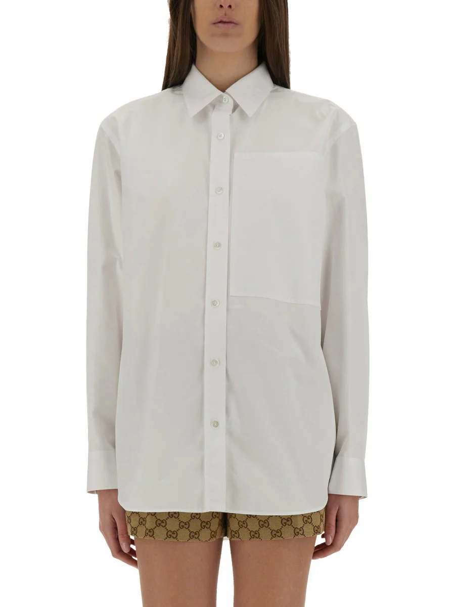 GUCCI Logo Collar Cotton Shirt - Image 3