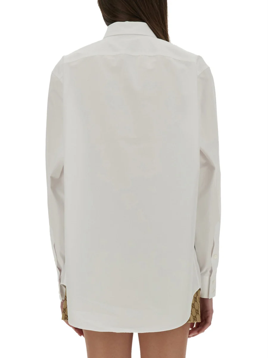 GUCCI Logo Collar Cotton Shirt - Image 5