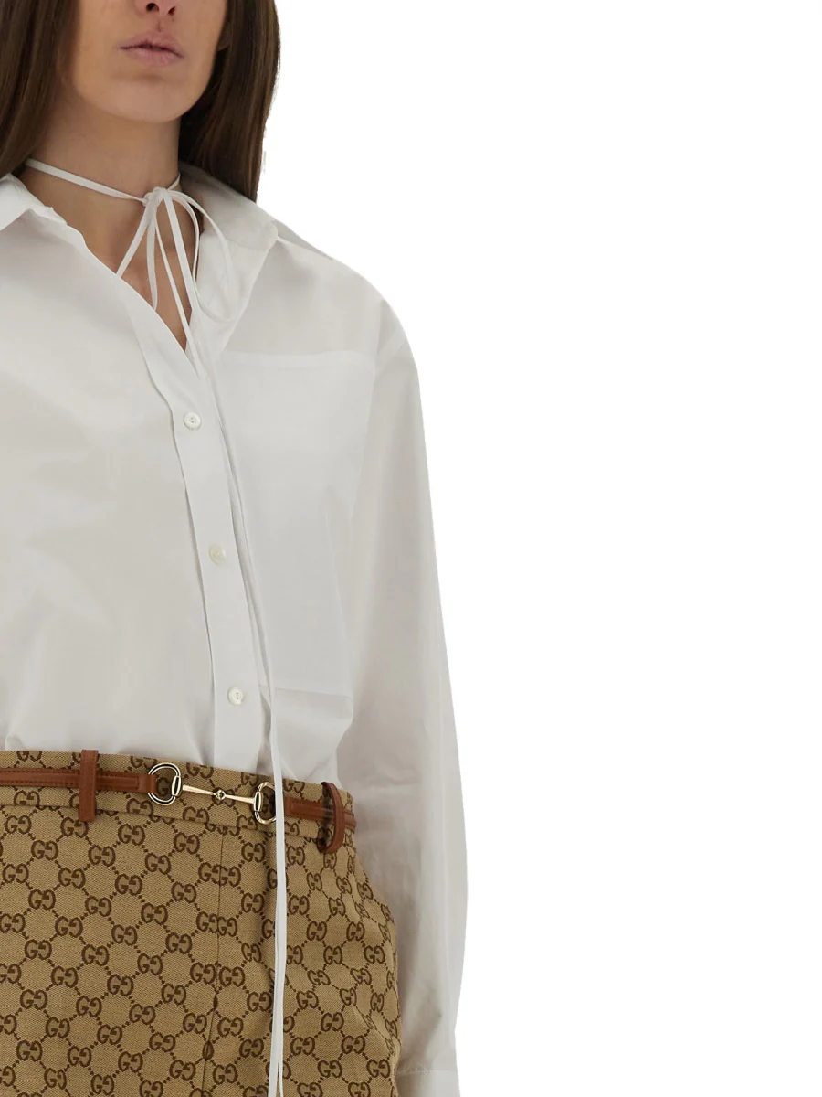 GUCCI Logo Collar Cotton Shirt - Image 6