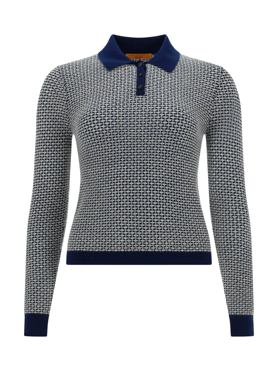 GUEST IN RESIDENCE Pique L/S Waffle Knit Polo Shirt