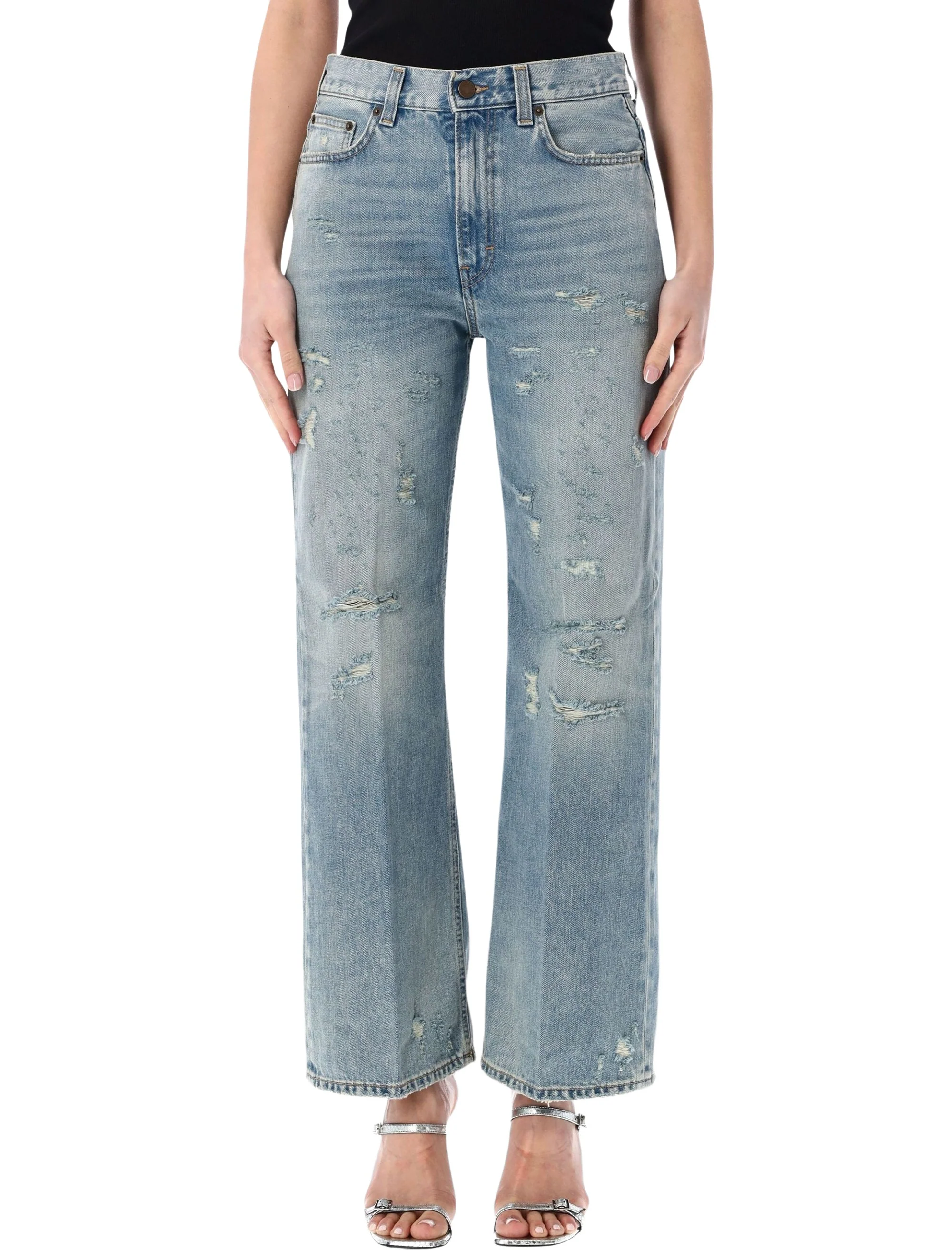Haikure Relaxed Straight-Leg Distressed Jeans - Size 26
