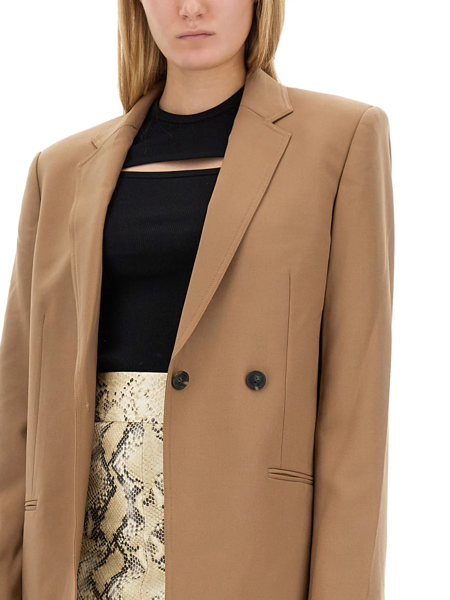 HELMUT LANG SINGLE-DOUBLE BREASTED WOOL-BLEND TWILL BLAZER - Image 4