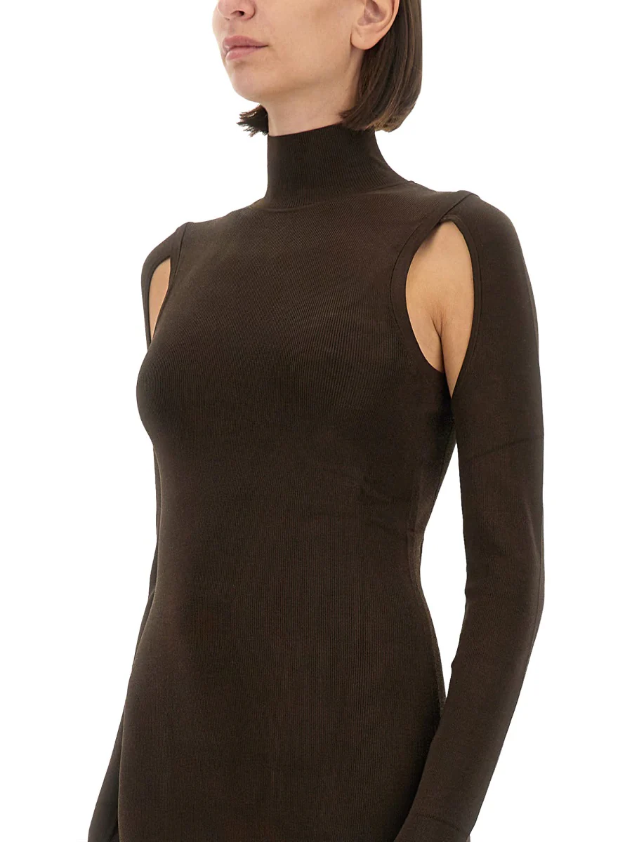 Helmut Lang Slim Fit Turtleneck Mini Dress - Image 4