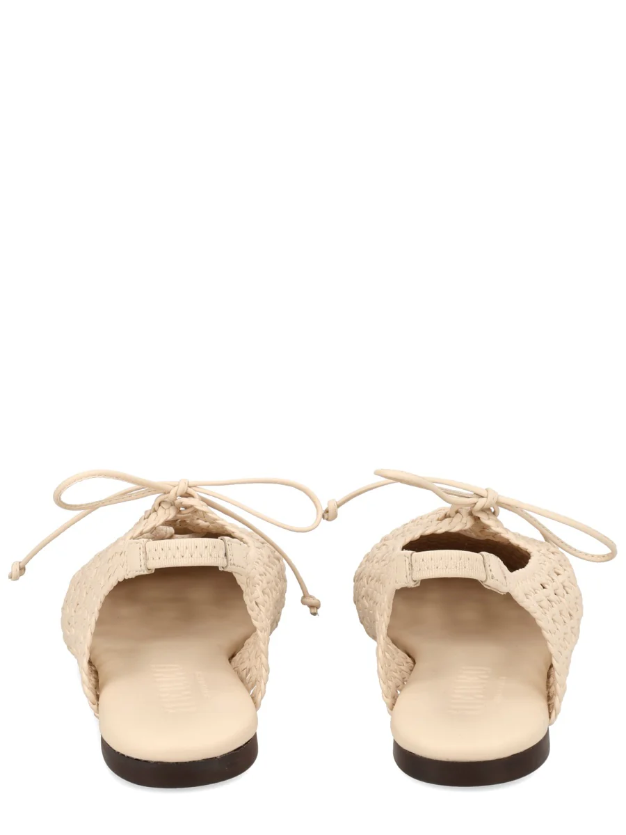 HEREU Woven Lace-up Ballet Flats