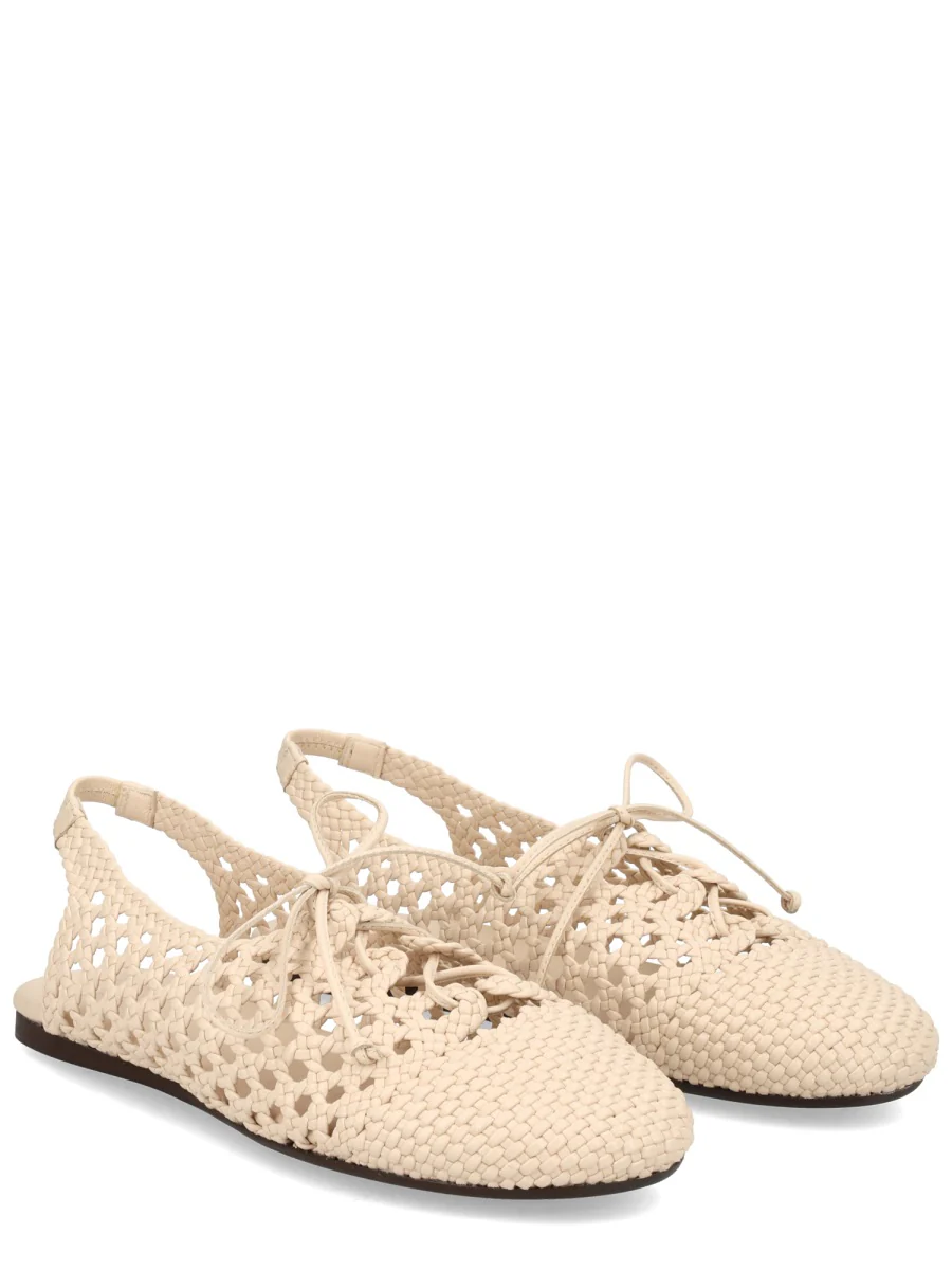 HEREU Woven Lace-up Ballet Flats - Image 2