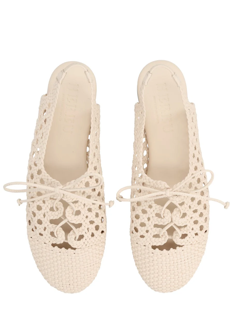 HEREU Woven Lace-up Ballet Flats - Image 3