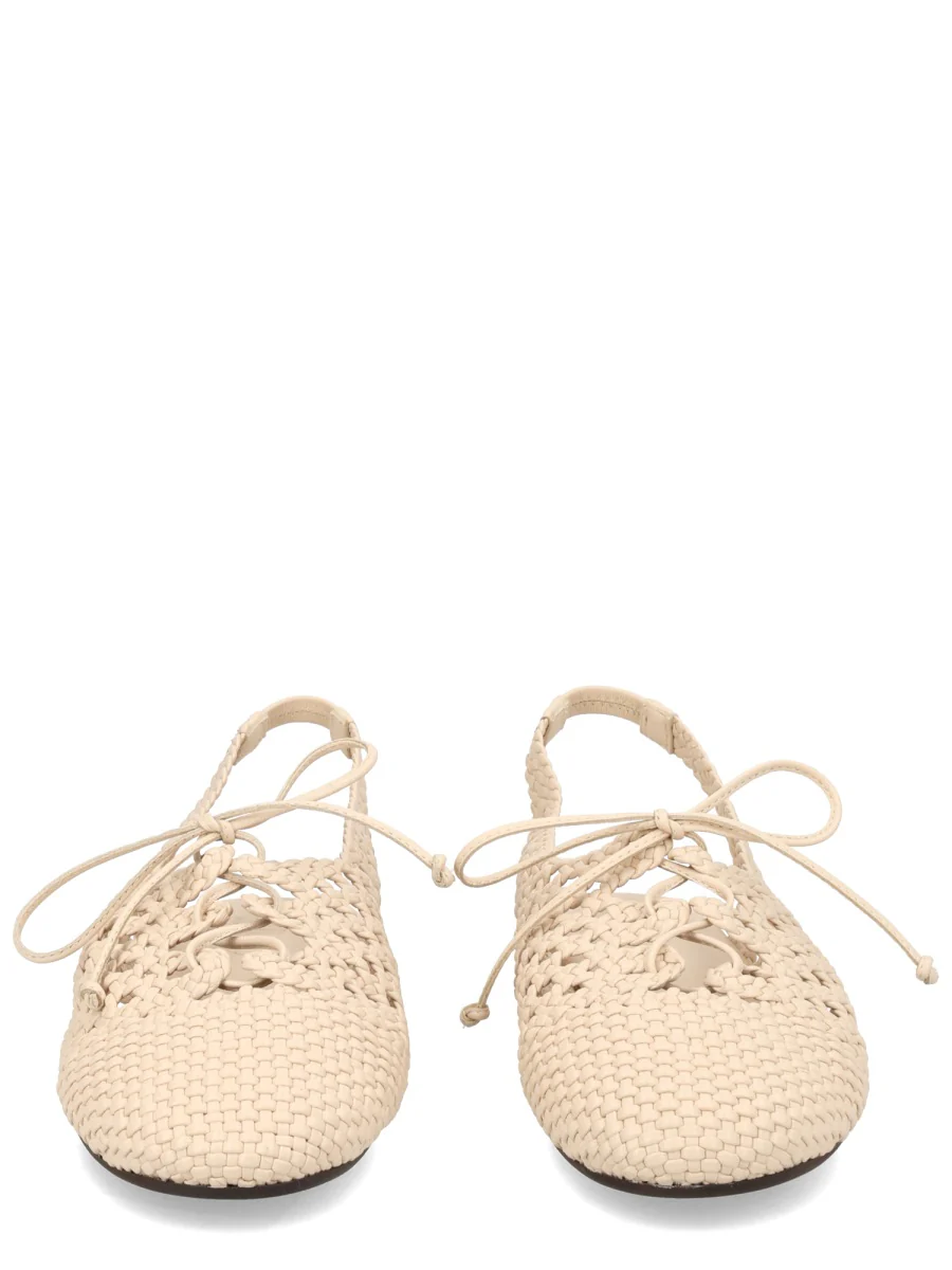 HEREU Woven Lace-up Ballet Flats - Image 6