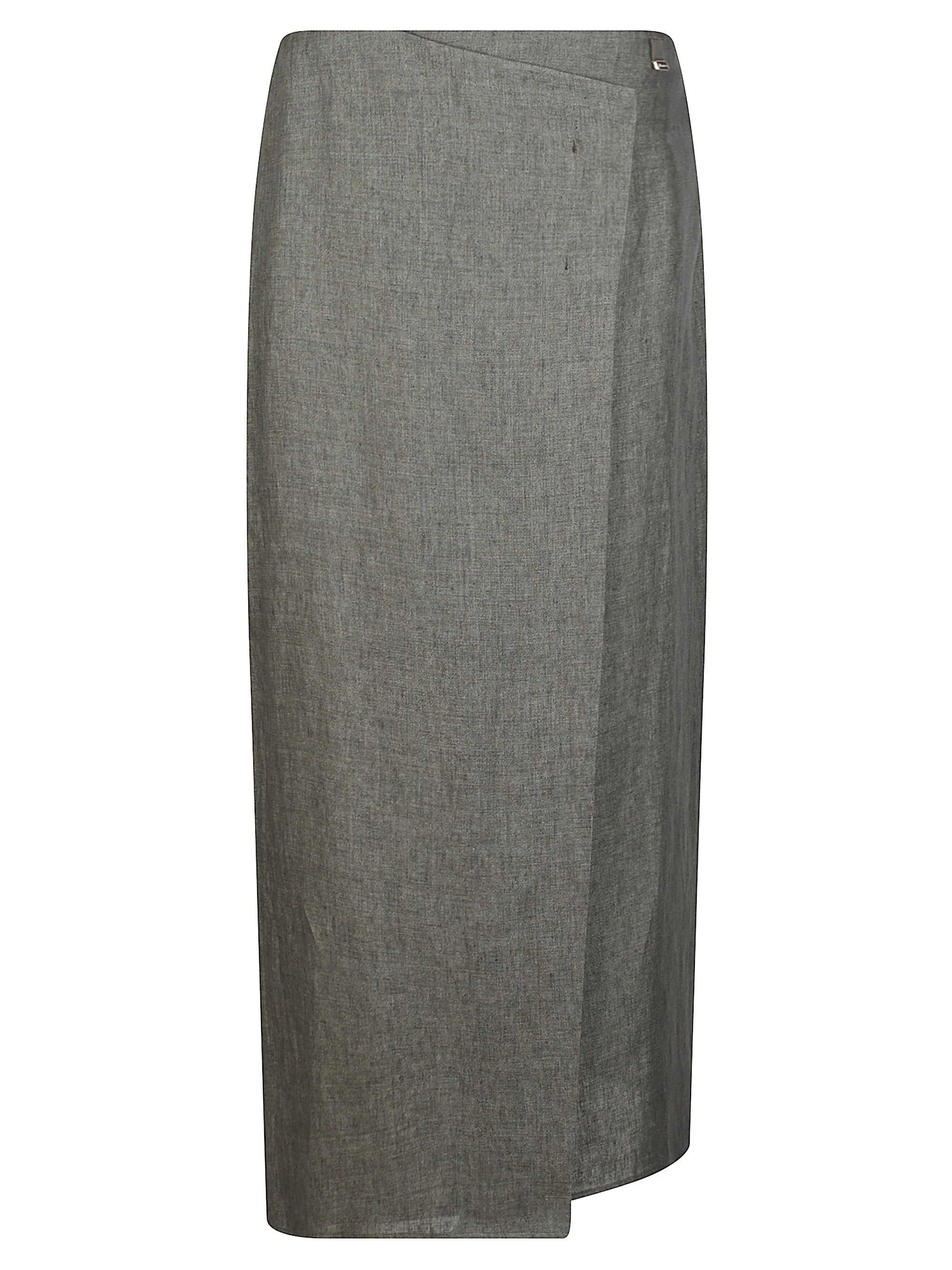 Herno Linen Skirt with Pockets and Asymmetric Hem
