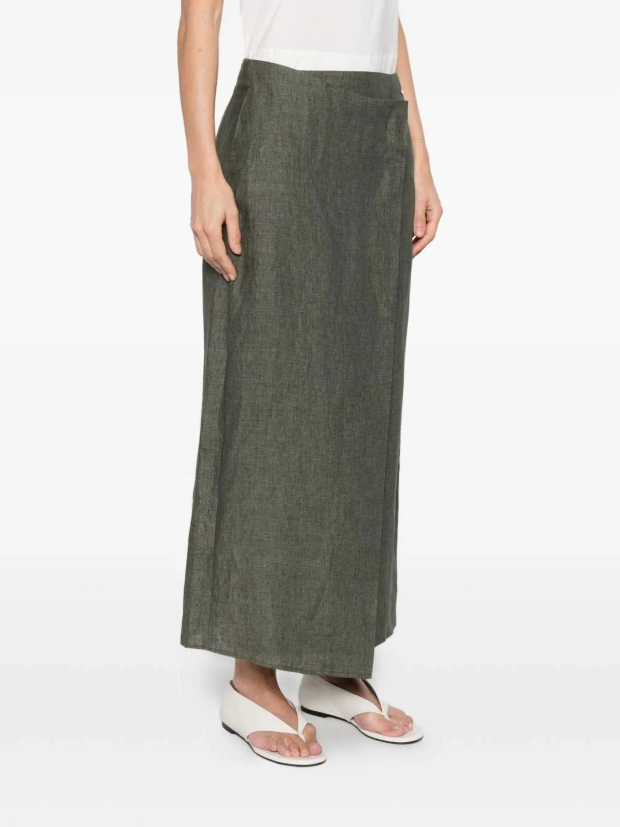 Herno Linen Skirt with Pockets and Asymmetric Hem - Image 2