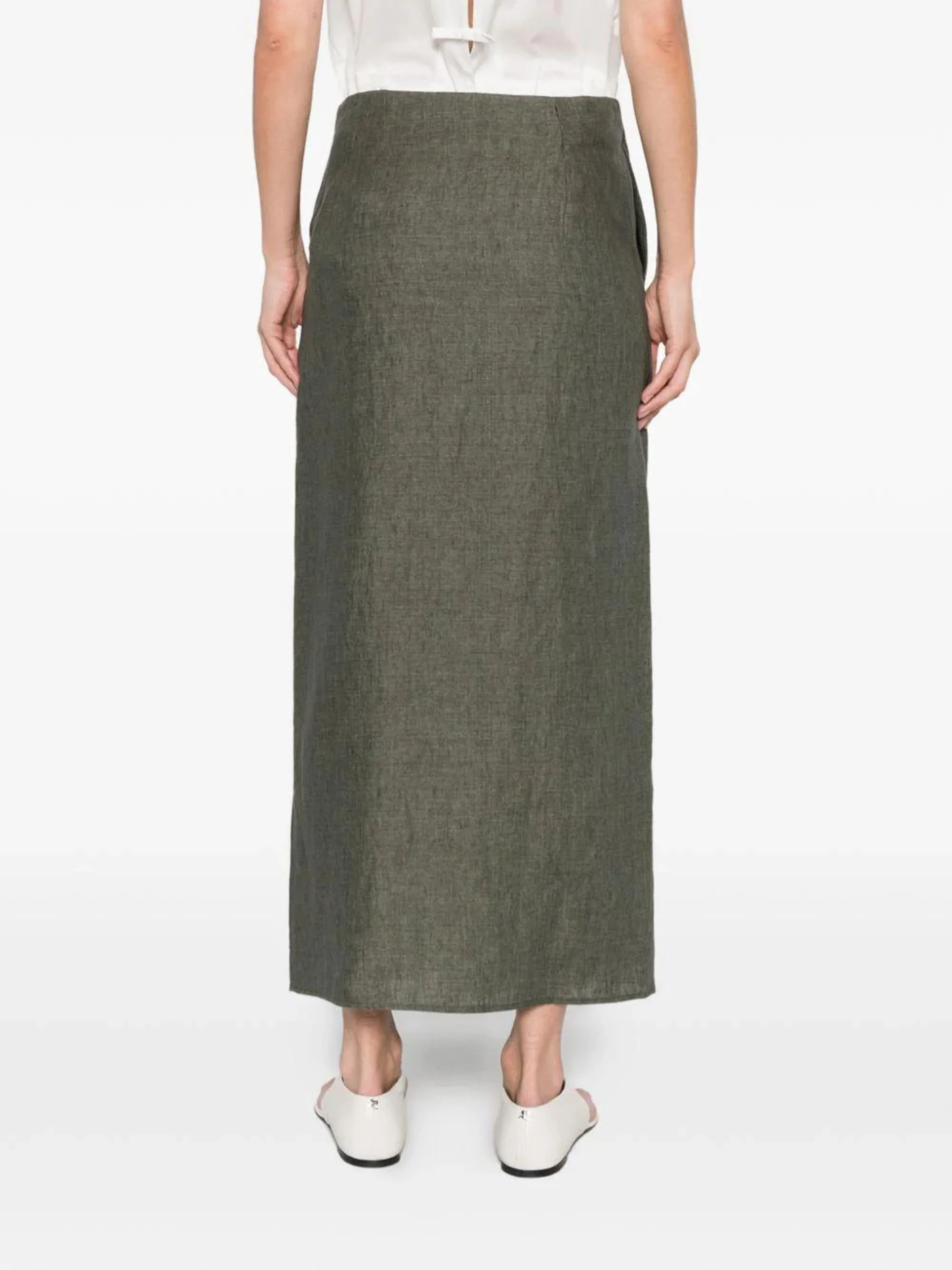 Herno Linen Skirt with Pockets and Asymmetric Hem - Image 3