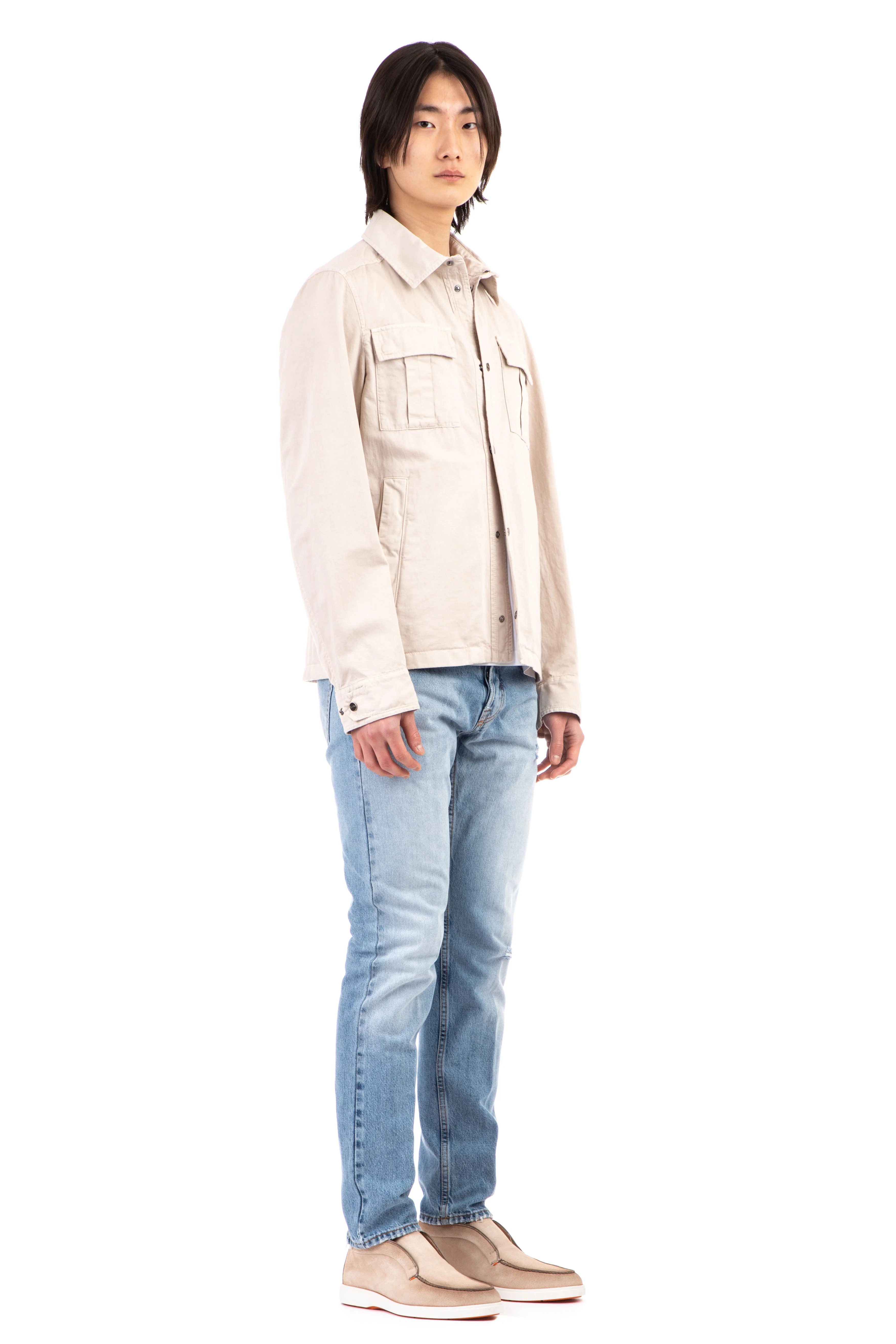 Herno Men's Unlined Cotton-Linen Snap Button Overshirt - Image 2
