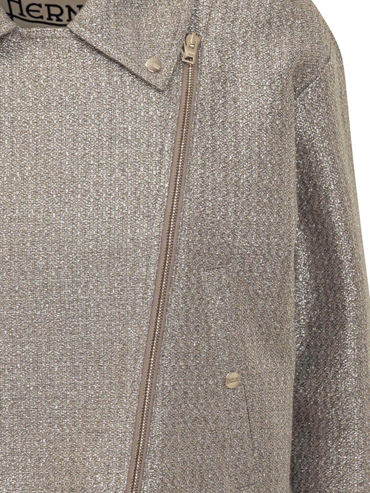 Herno Metallic Boucle Loop Biker Jacket - Image 4