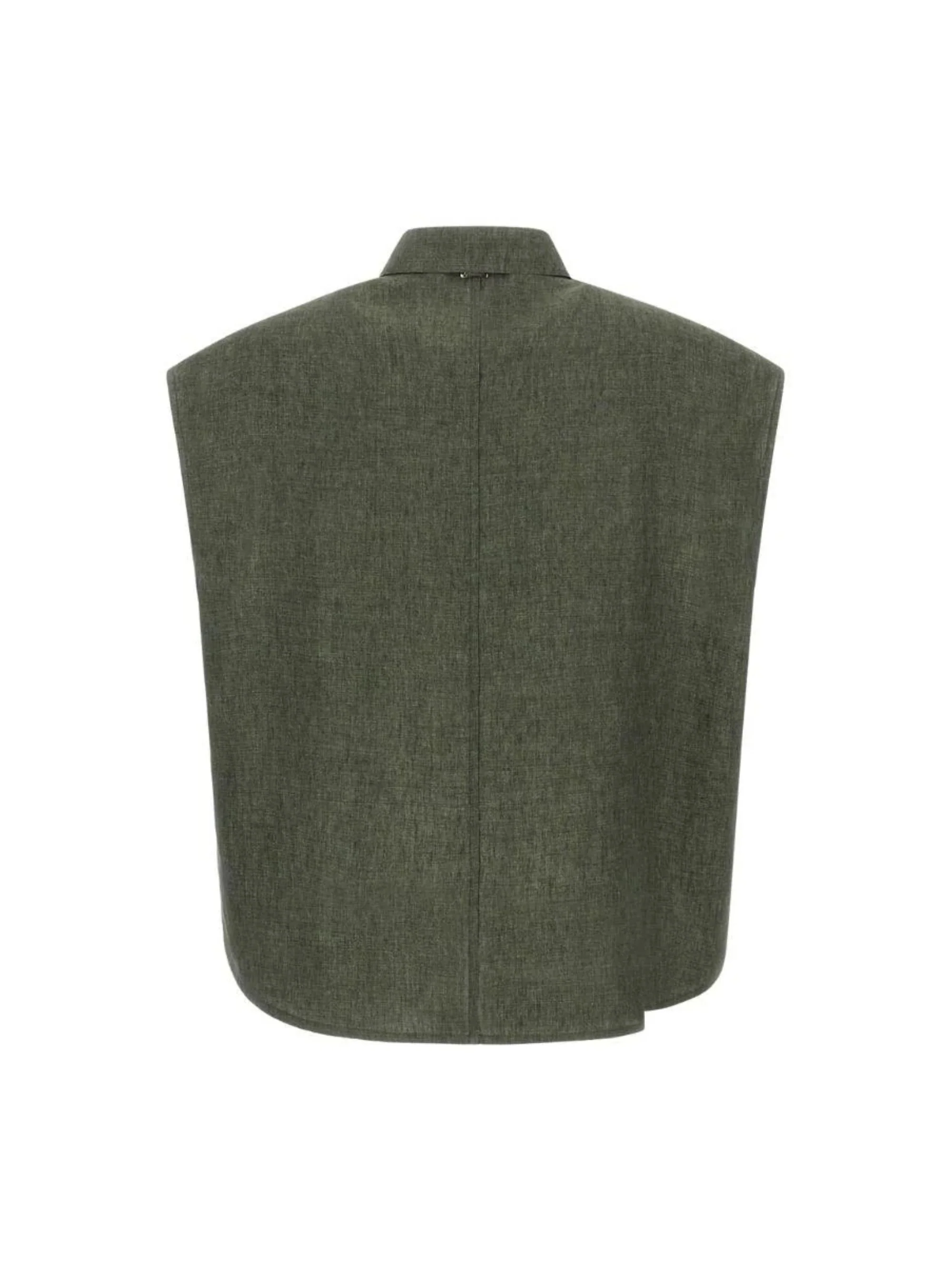 Herno Sleeveless Linen Shirt with Collar and Button Fastening - Image 2