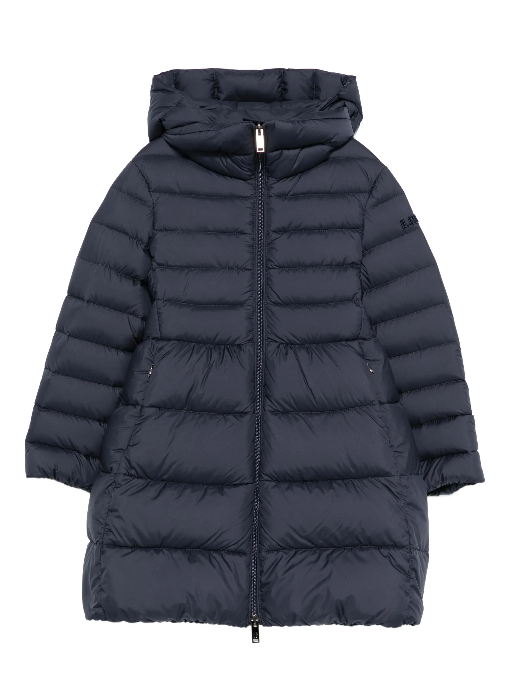 Il Gufo Girls' Long Hooded Down Jacket with Zip Closure