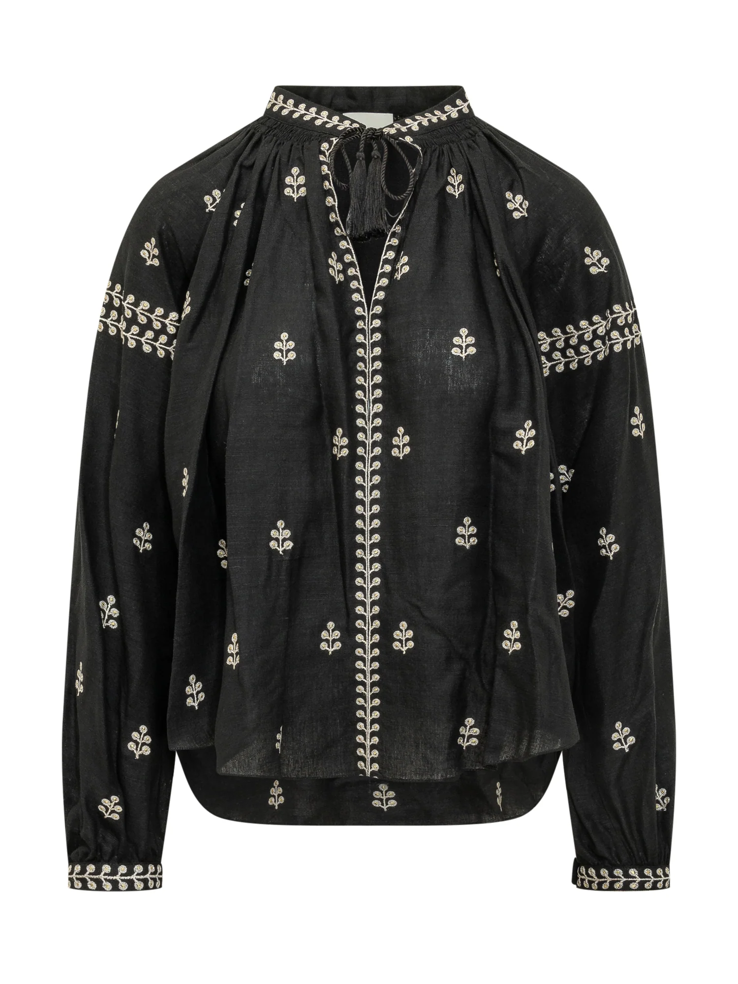 Isabel Marant Elegant Blouse with Embroidery and Ruffled Neck