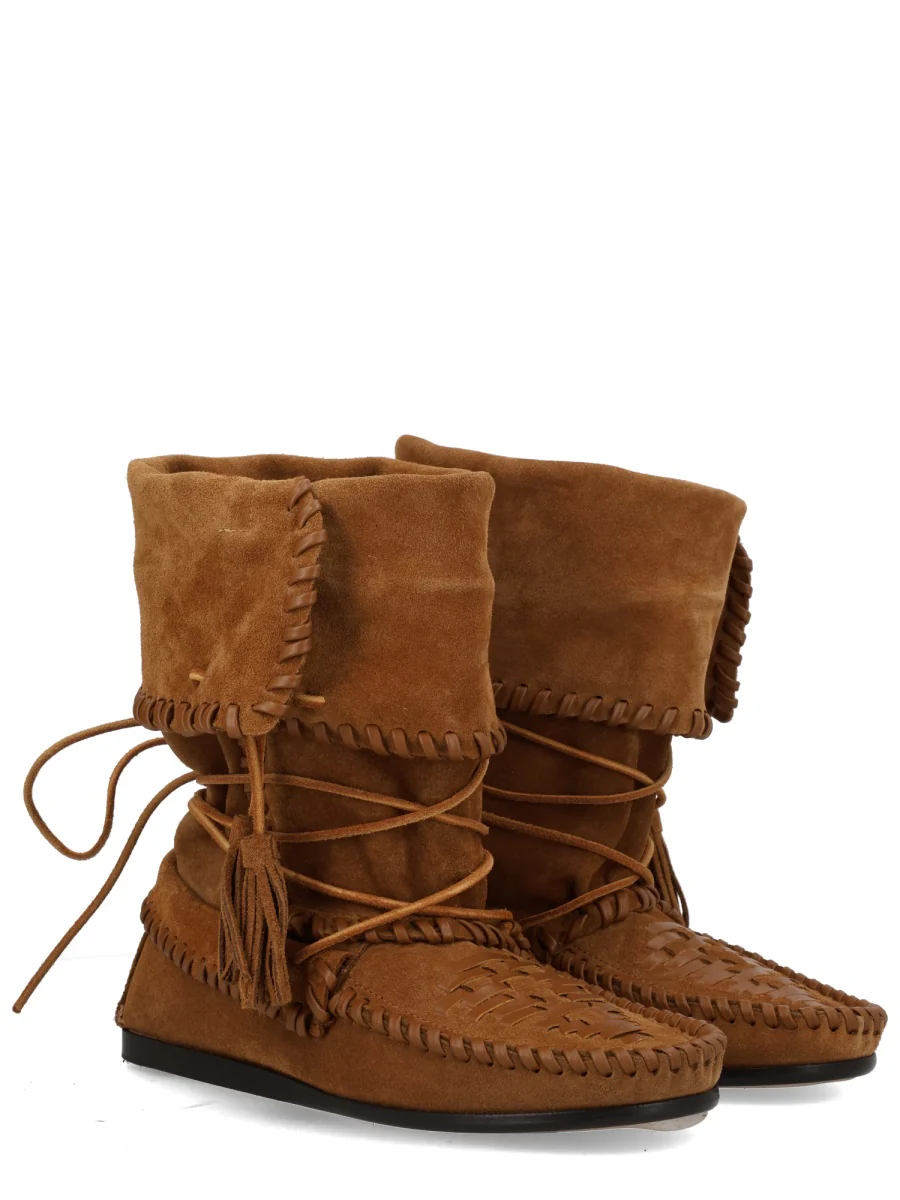 ISABEL MARANT Winki Tasseled Whipstitched Suede Boots - Image 3