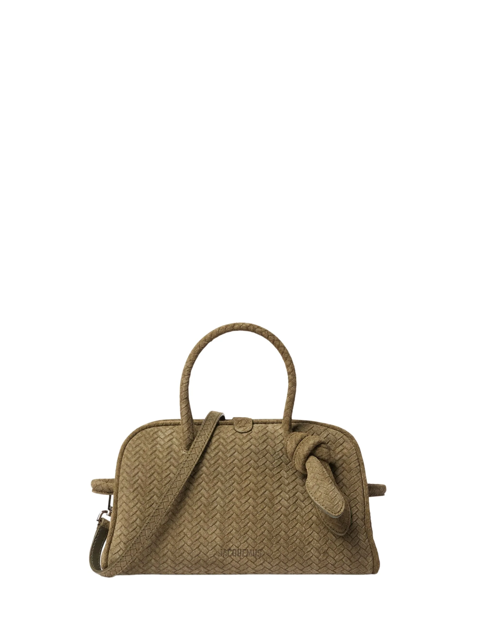 JACQUEMUS Le Turismo Chevron-Braided Suede Bowling Bag