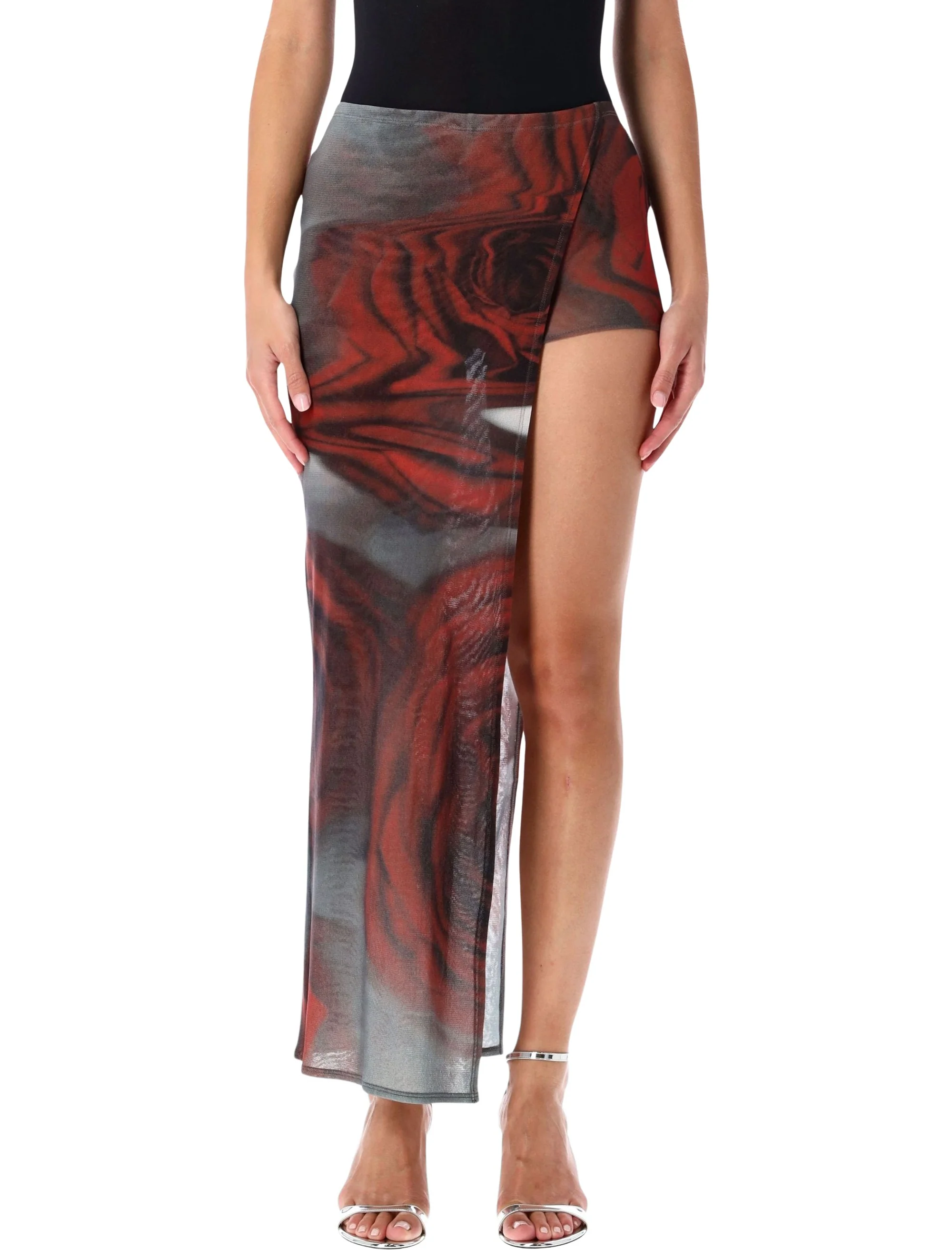 Jean Paul Gaultier Asymmetrical Mini Skort with Floral Print - Size S